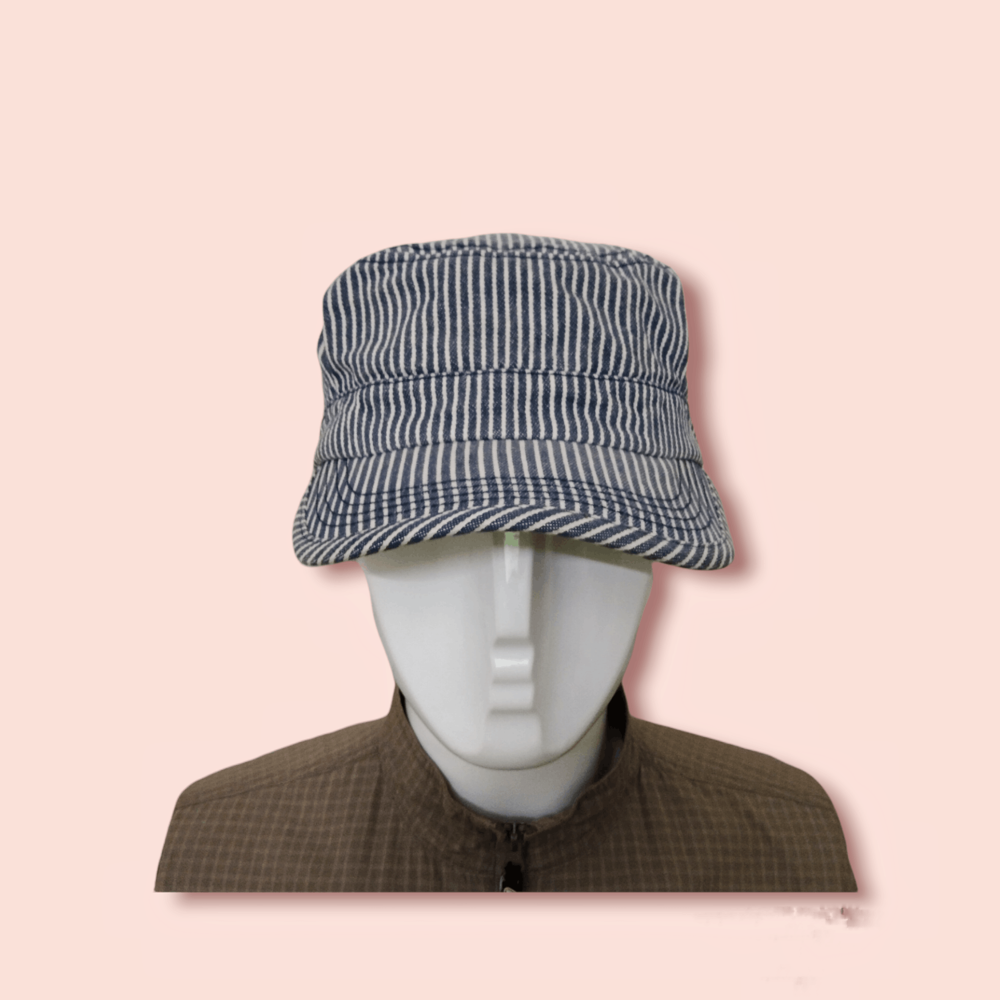 Jun Takahashi × Uniqlo × Vintage UNIQLO HICKORY STRIPES WORKER ARMY HAT Size ONE SIZE - 4 Thumbnail