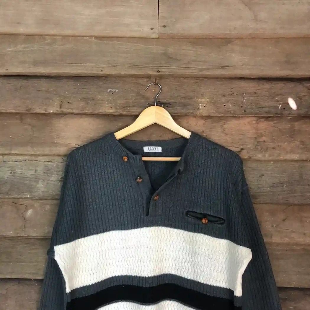 Japanese Brand × OVER THE STRiPES Vintage Kosugi Pocket Tee Stripe Polo Sweatshirt #512 Size US M / EU 48-50 / 2 - 3 Thumbnail