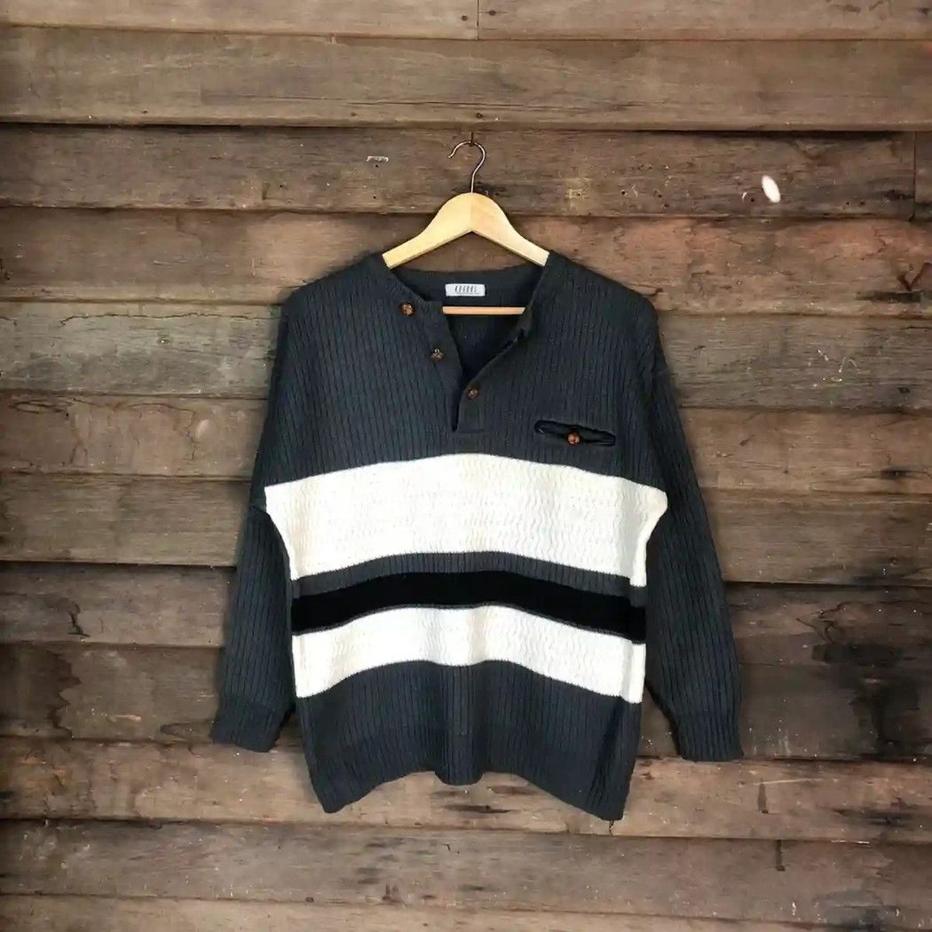 Japanese Brand × OVER THE STRiPES Vintage Kosugi Pocket Tee Stripe Polo Sweatshirt #512 Size US M / EU 48-50 / 2 - 1 Thumbnail