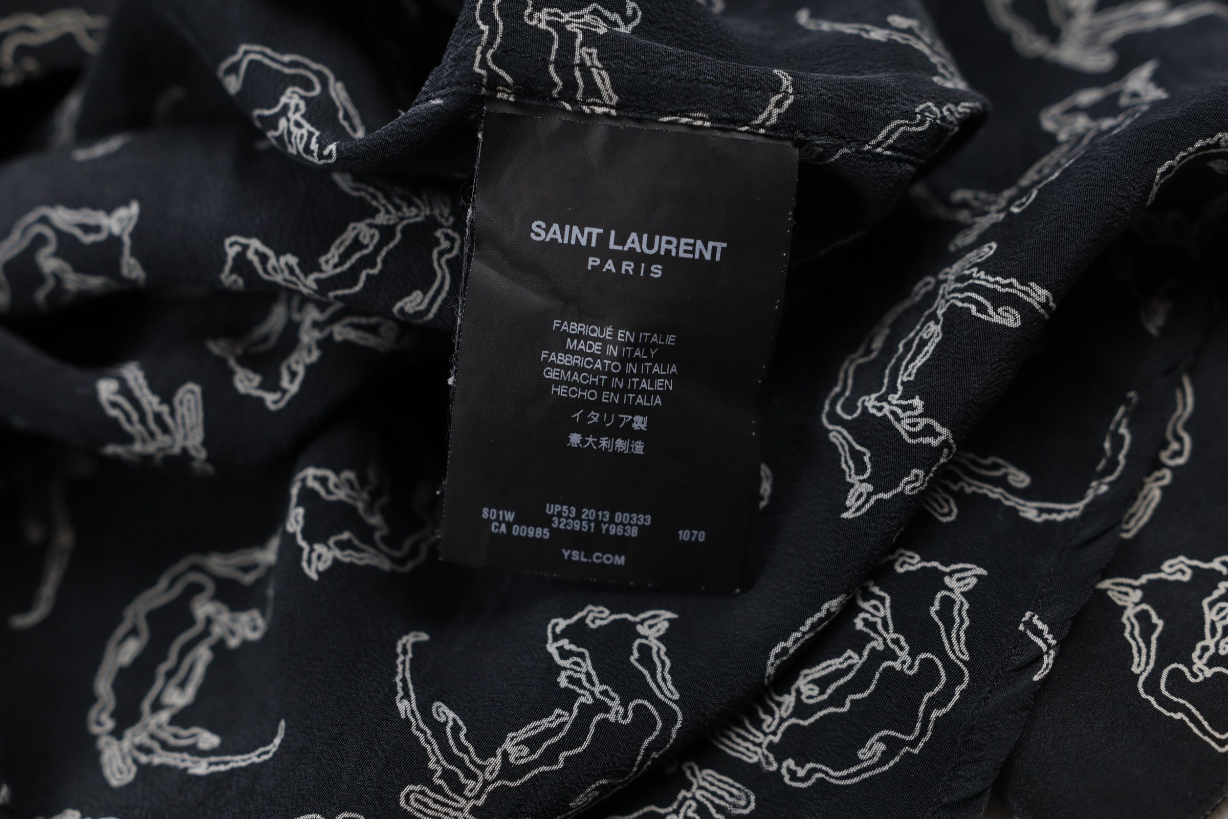 Hedi Slimane × Saint Laurent Paris FW13 Saint Laurent Silk Dead Rats Shirt Size US L / EU 52-54 / 3 - 12 Thumbnail