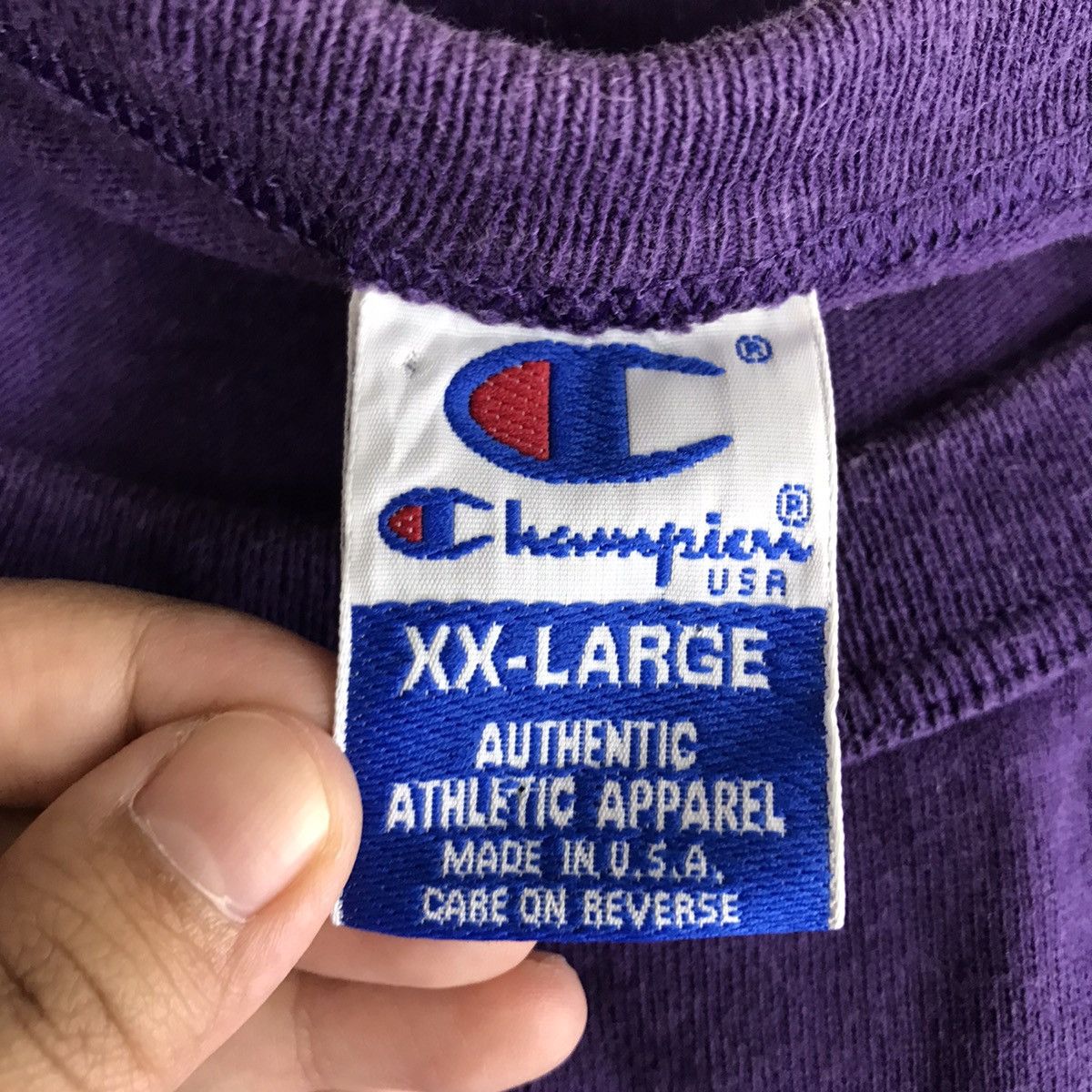 Champion Vintage CHAMPION USA Oversize Purple T shirt Size US XXL / EU 58 / 5 - 5 Thumbnail