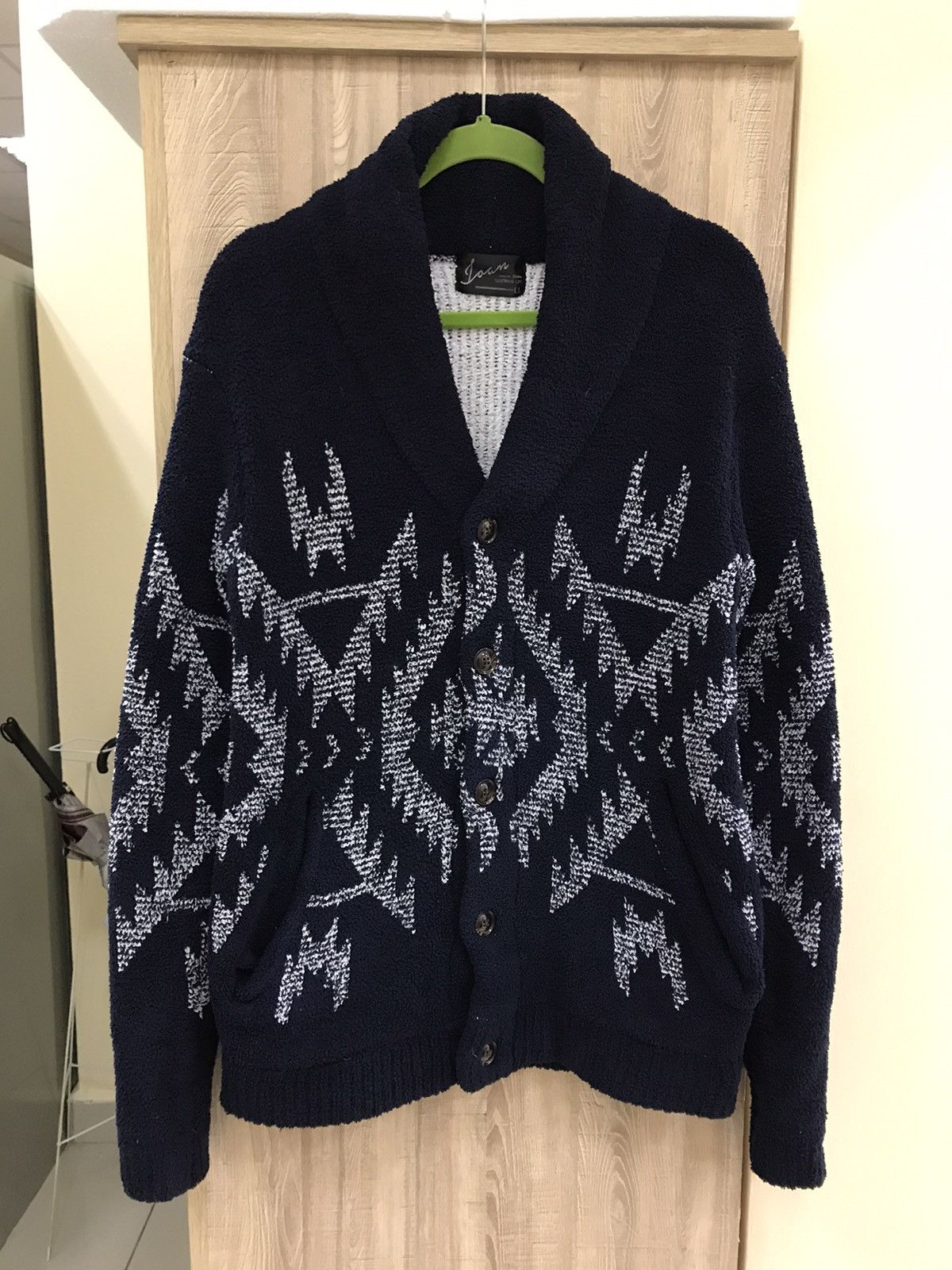 image of Joan Nice Wool Button Up Cardigan in Blue, Men's (Size Medium)