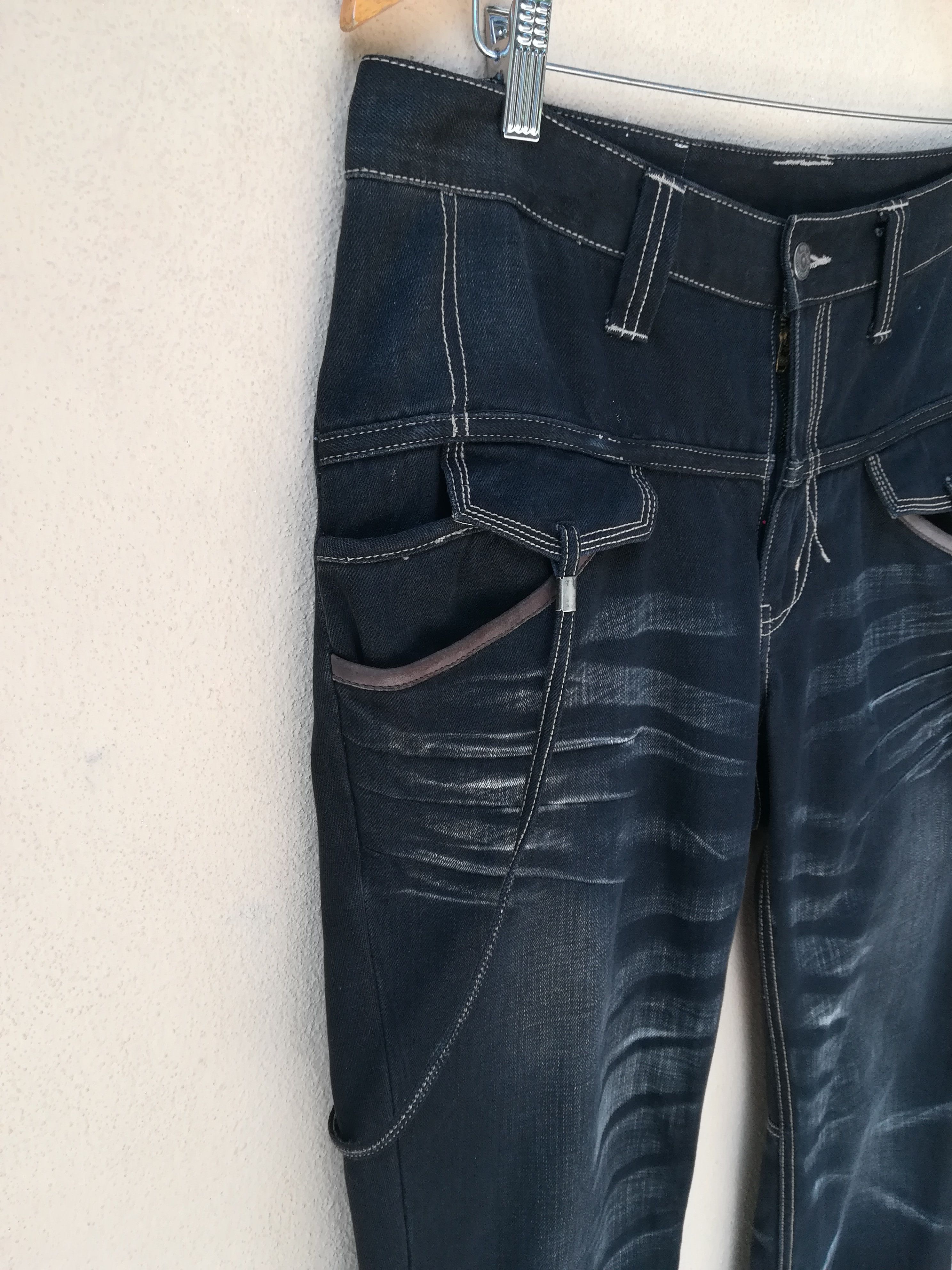 Japanese Brand PPFM Bondage Pants Denim Jeans Punk Design Size US 35 - 3 Thumbnail