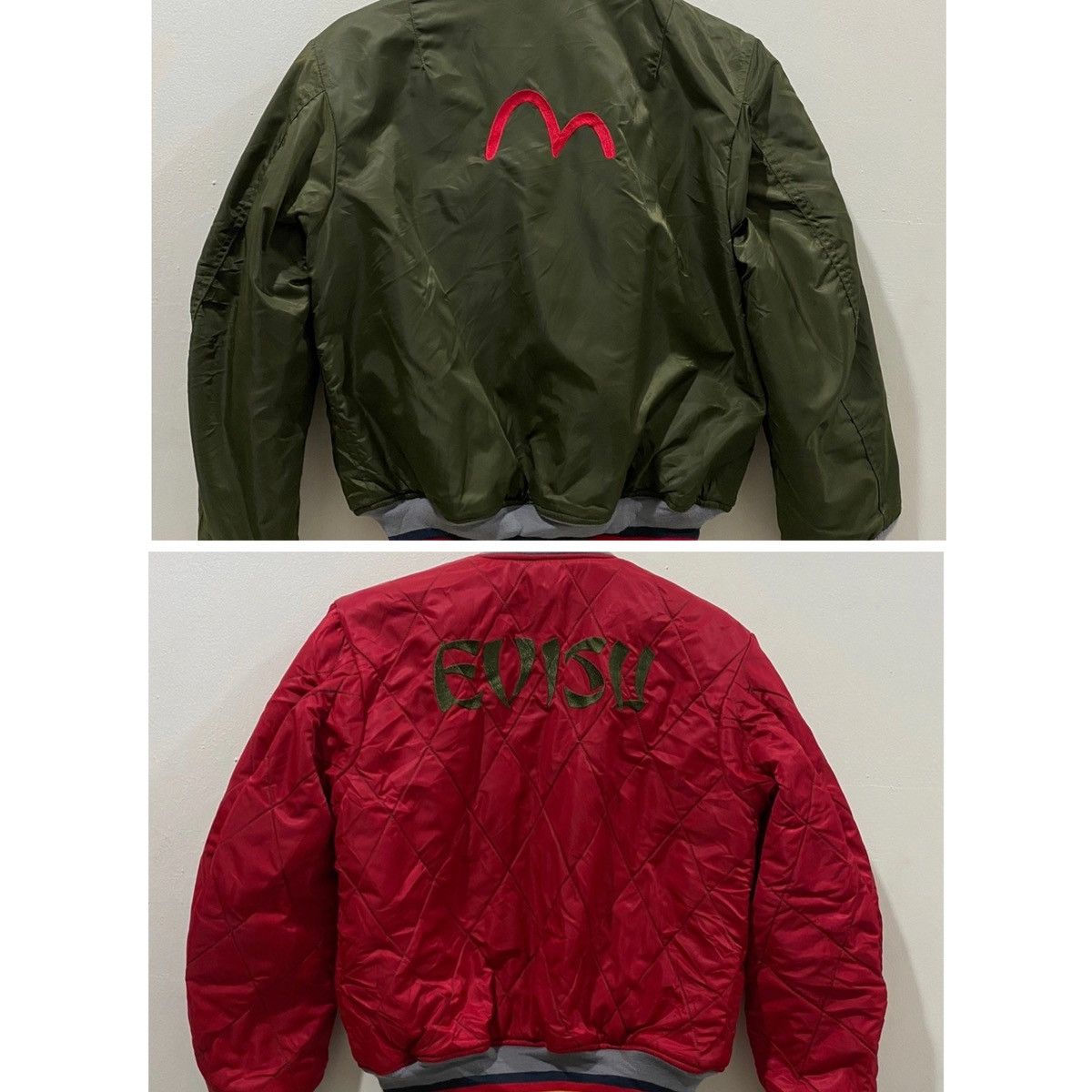 image of Reversible Evisu Bomber Jacket Size in Red/Green, Men's