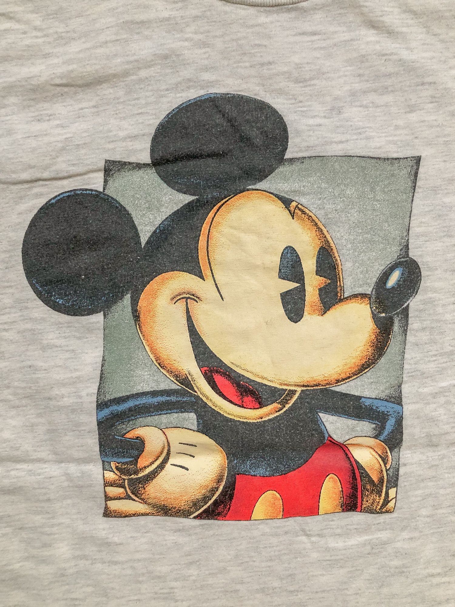 Disney × Vintage 90s Single Stitch Faded Heather Grey 'Mickey Mouse' T-Shirt Size US L / EU 52-54 / 3 - 3 Thumbnail