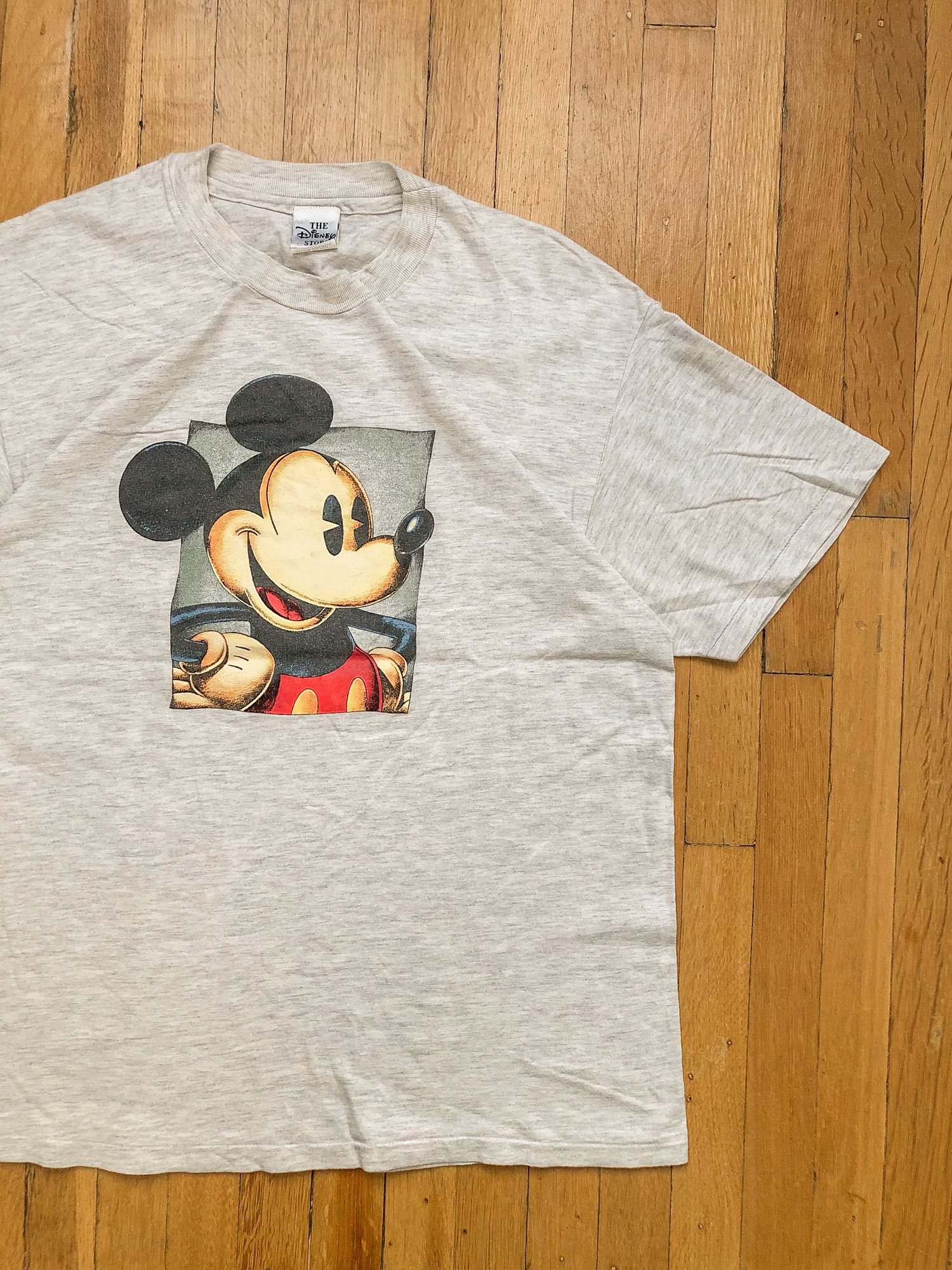 Disney × Vintage 90s Single Stitch Faded Heather Grey 'Mickey Mouse' T-Shirt Size US L / EU 52-54 / 3 - 1 Thumbnail