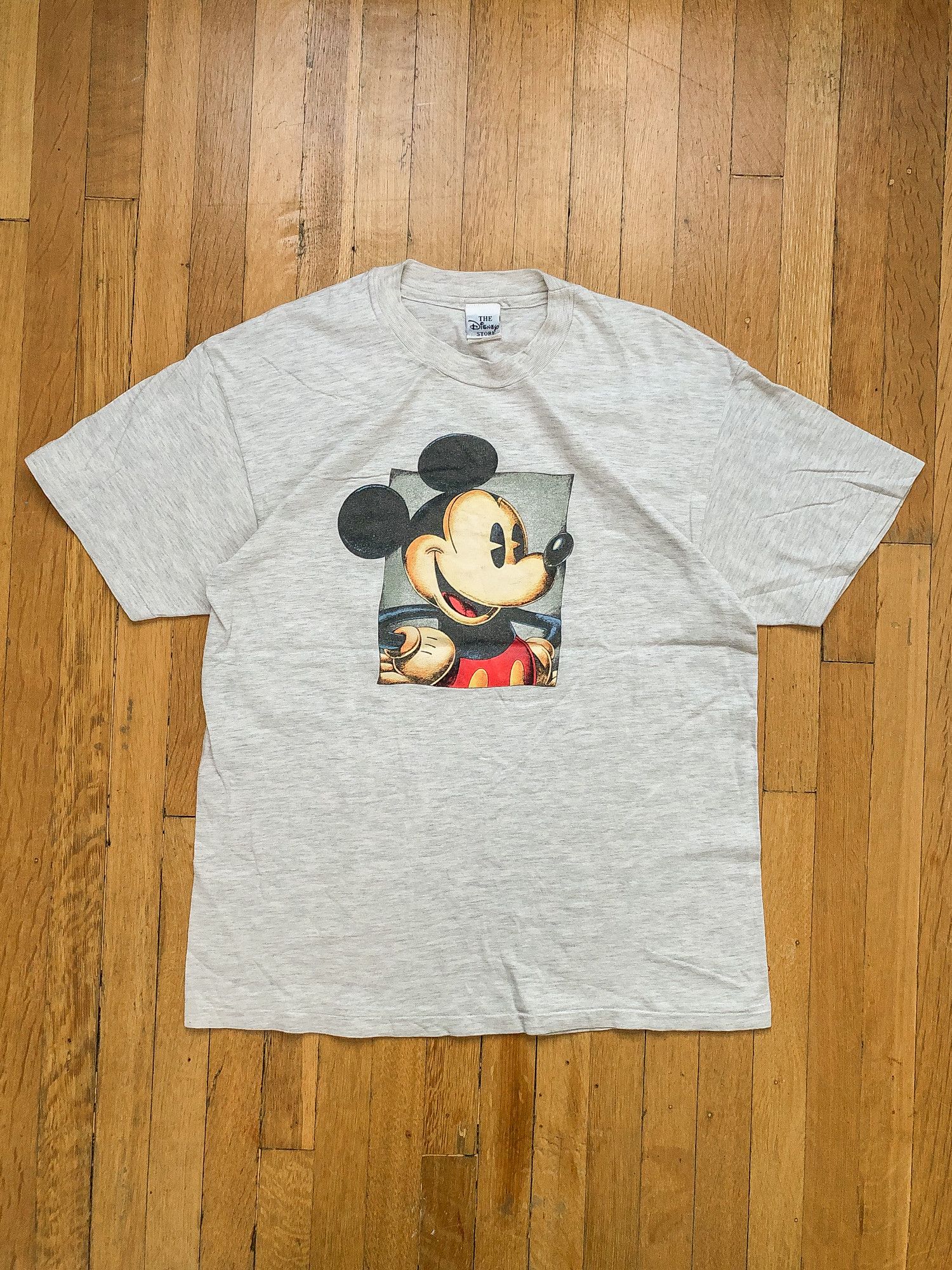 Disney × Vintage 90s Single Stitch Faded Heather Grey 'Mickey Mouse' T-Shirt Size US L / EU 52-54 / 3 - 2 Thumbnail