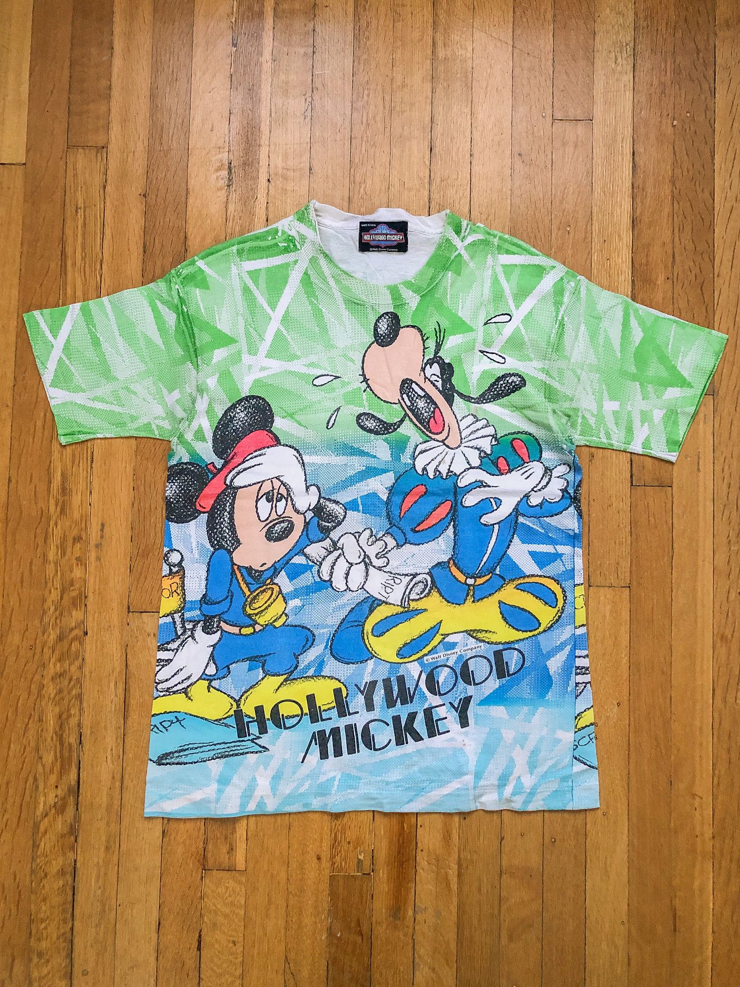 Disney × Vintage 90s Single Stitch All Over Print 'Hollywood Mickey' T-Shirt Size US L / EU 52-54 / 3 - 2 Thumbnail