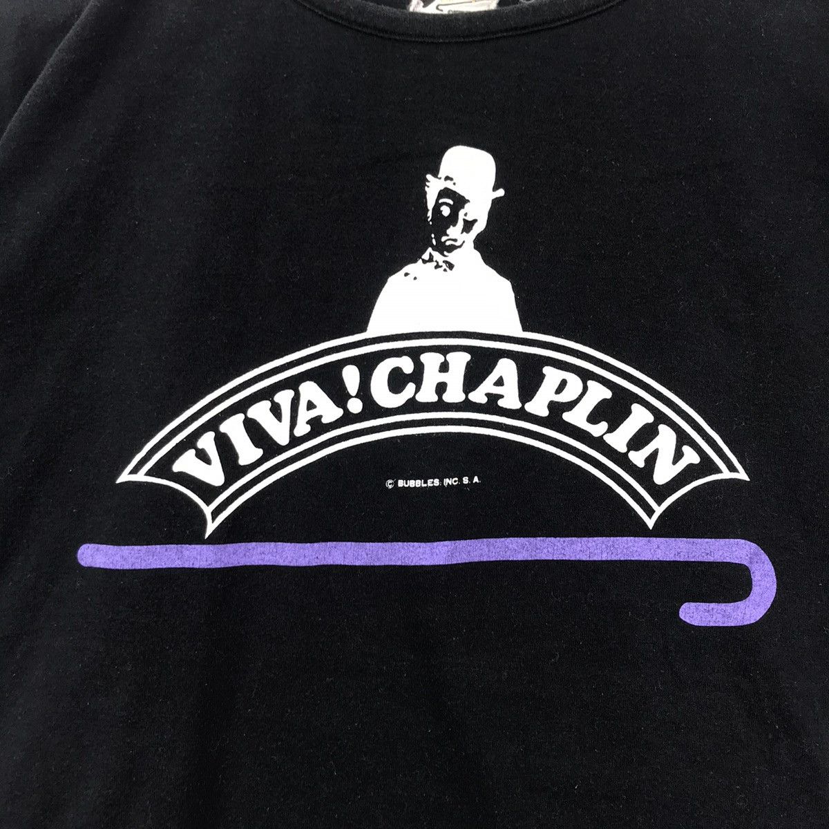 Vintage Vintage VIVA! CHAPLIN Movie Bubbles Inc. S.A. Black T shirt Size US M / EU 48-50 / 2 - 3 Thumbnail