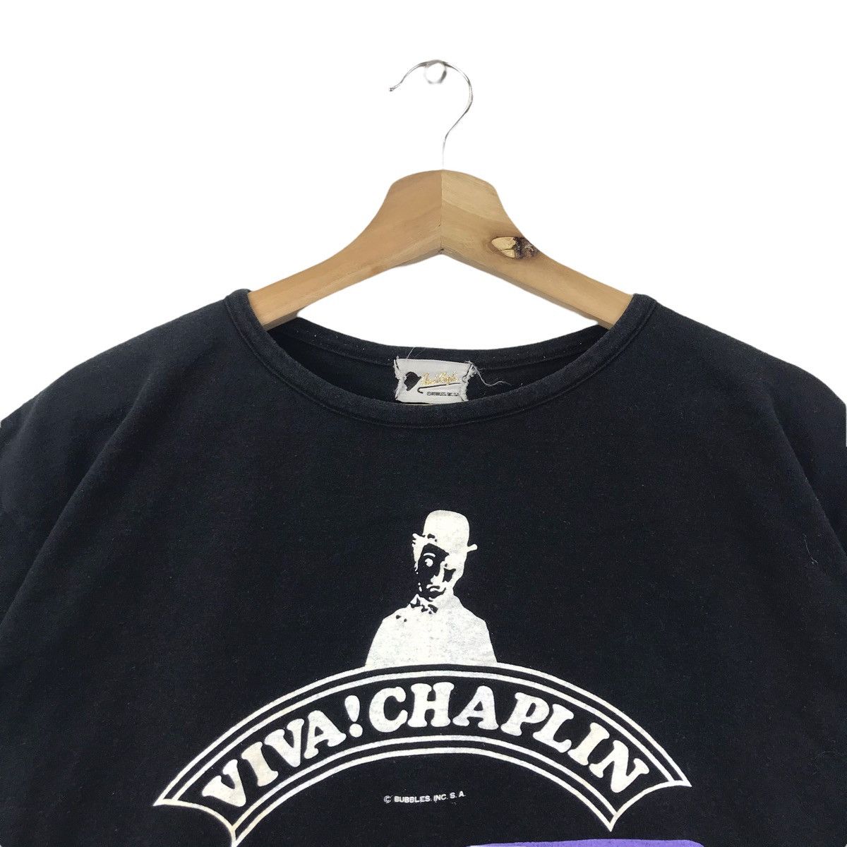 Vintage Vintage VIVA! CHAPLIN Movie Bubbles Inc. S.A. Black T shirt Size US M / EU 48-50 / 2 - 2 Thumbnail