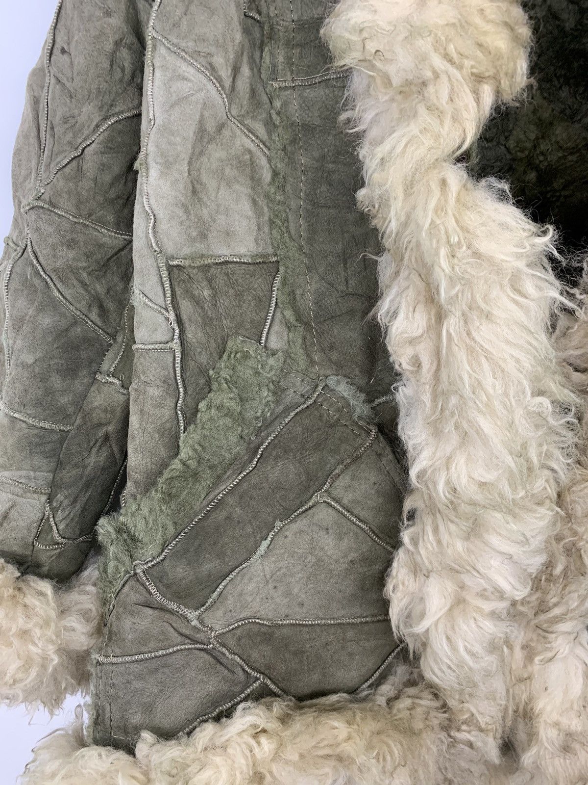 Genuine Leather Vintage Leather Patchwork Boro Faux Fur Trim Jacket Size US S / EU 44-46 / 1 - 3 Thumbnail