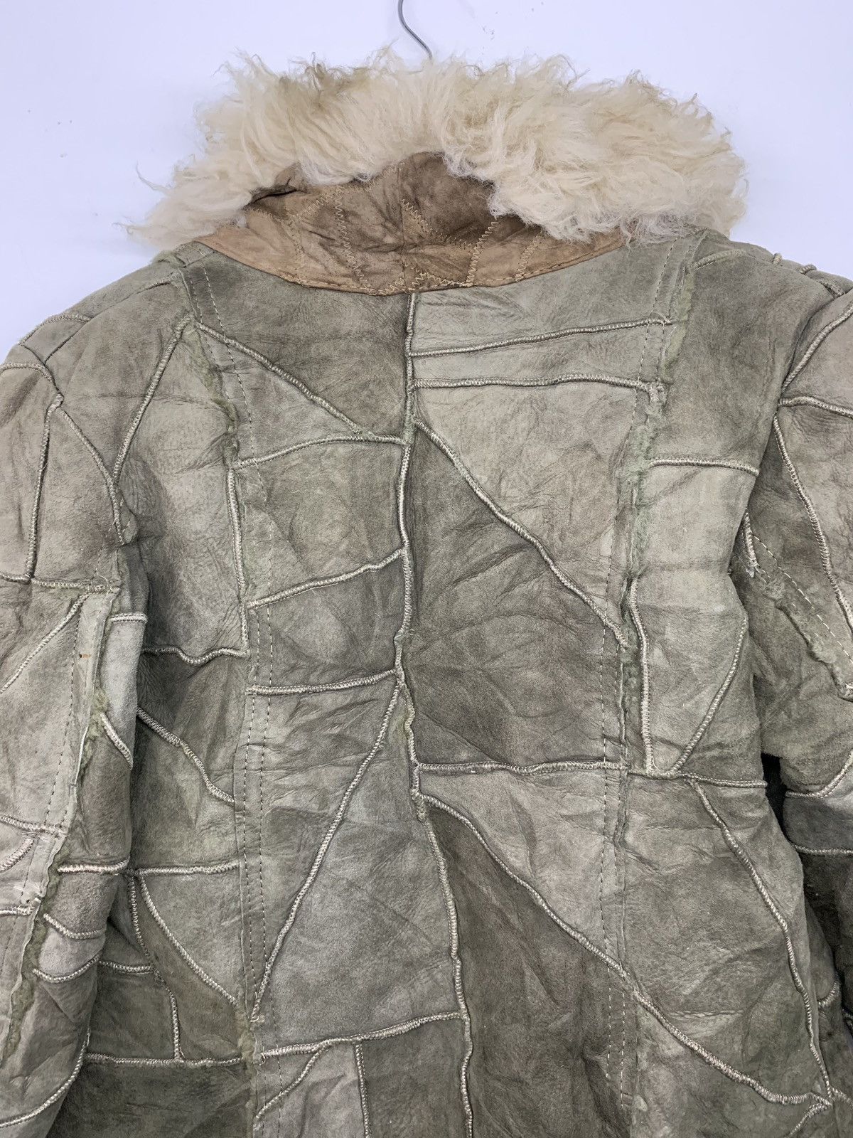 Genuine Leather Vintage Leather Patchwork Boro Faux Fur Trim Jacket Size US S / EU 44-46 / 1 - 5 Thumbnail
