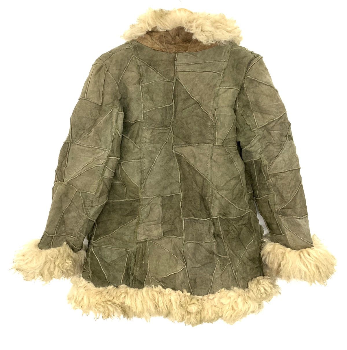 Genuine Leather Vintage Leather Patchwork Boro Faux Fur Trim Jacket Size US S / EU 44-46 / 1 - 2 Thumbnail