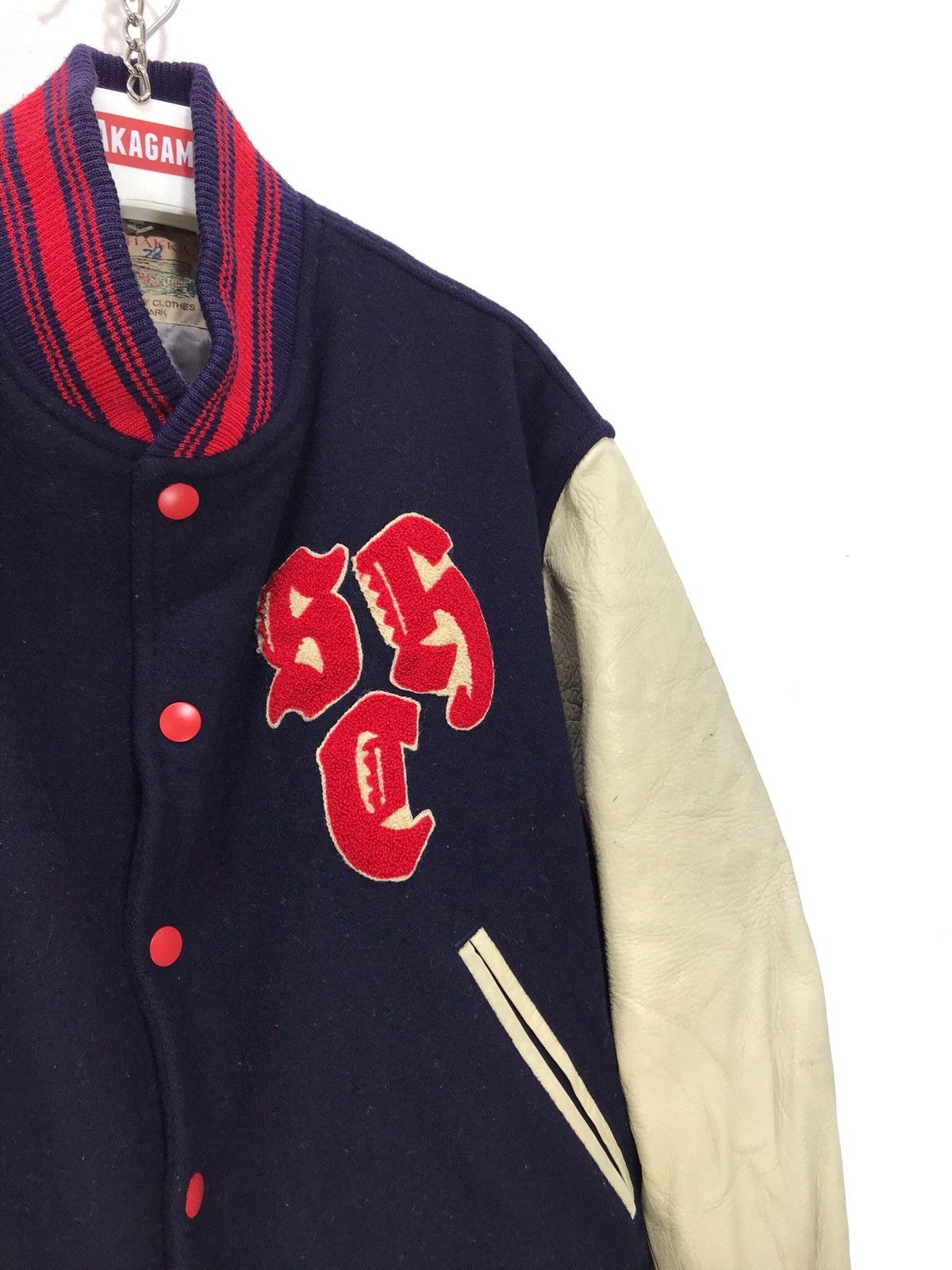 Japanese Brand 🌟Super Hakka Varsity Jacket Wool Leather 3🟩2 Size US L / EU 52-54 / 3 - 5 Thumbnail
