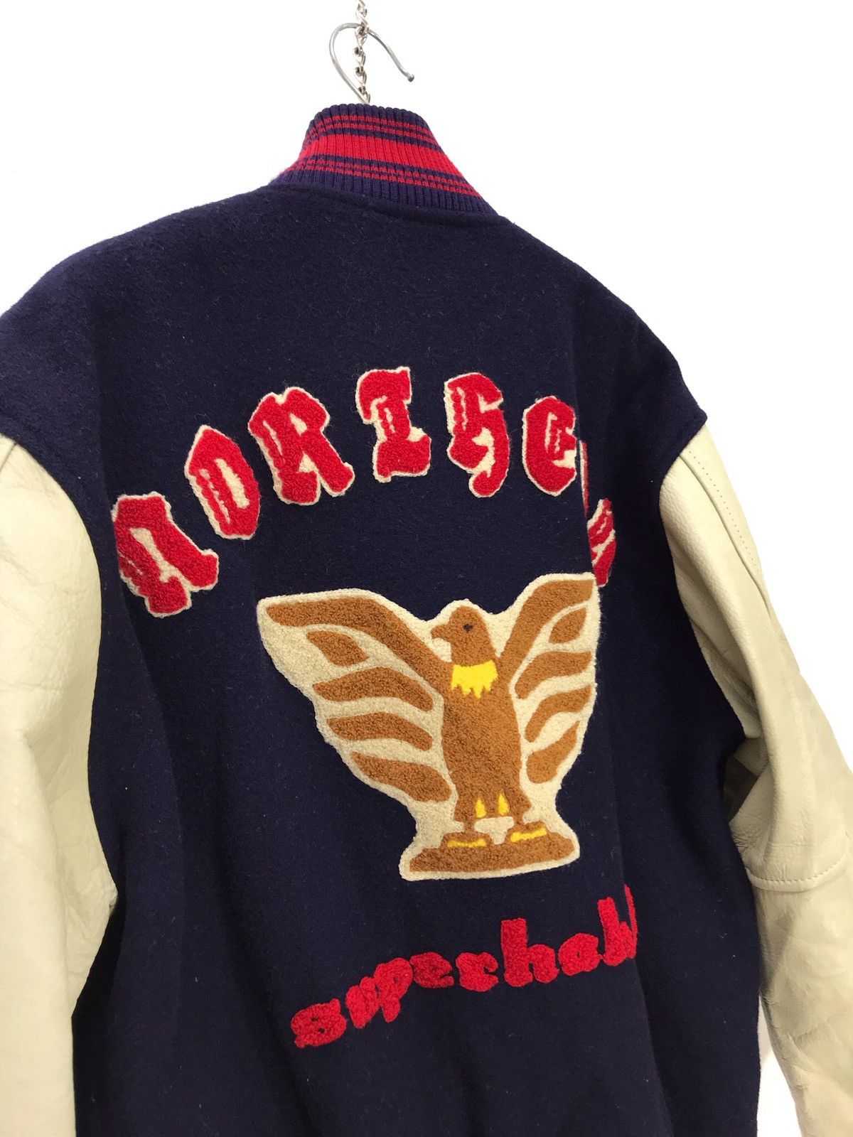 Japanese Brand 🌟Super Hakka Varsity Jacket Wool Leather 3🟩2 Size US L / EU 52-54 / 3 - 3 Thumbnail