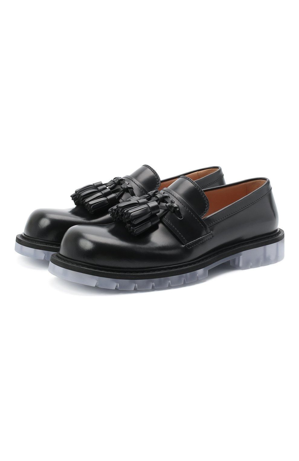 Pre-owned Bottega Veneta Polished-leather Tasselled Loafers In Black