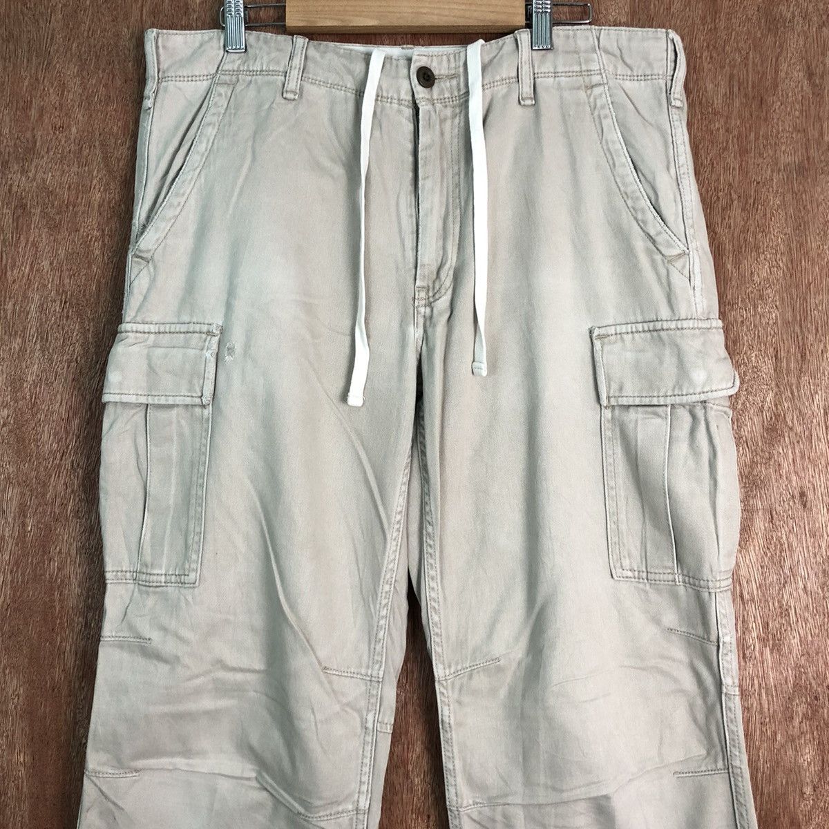 Japanese Brand DLL Uniqlo Cream Multipocket Tactical Cargo Pants #c213 Size US 33 - 2 Thumbnail