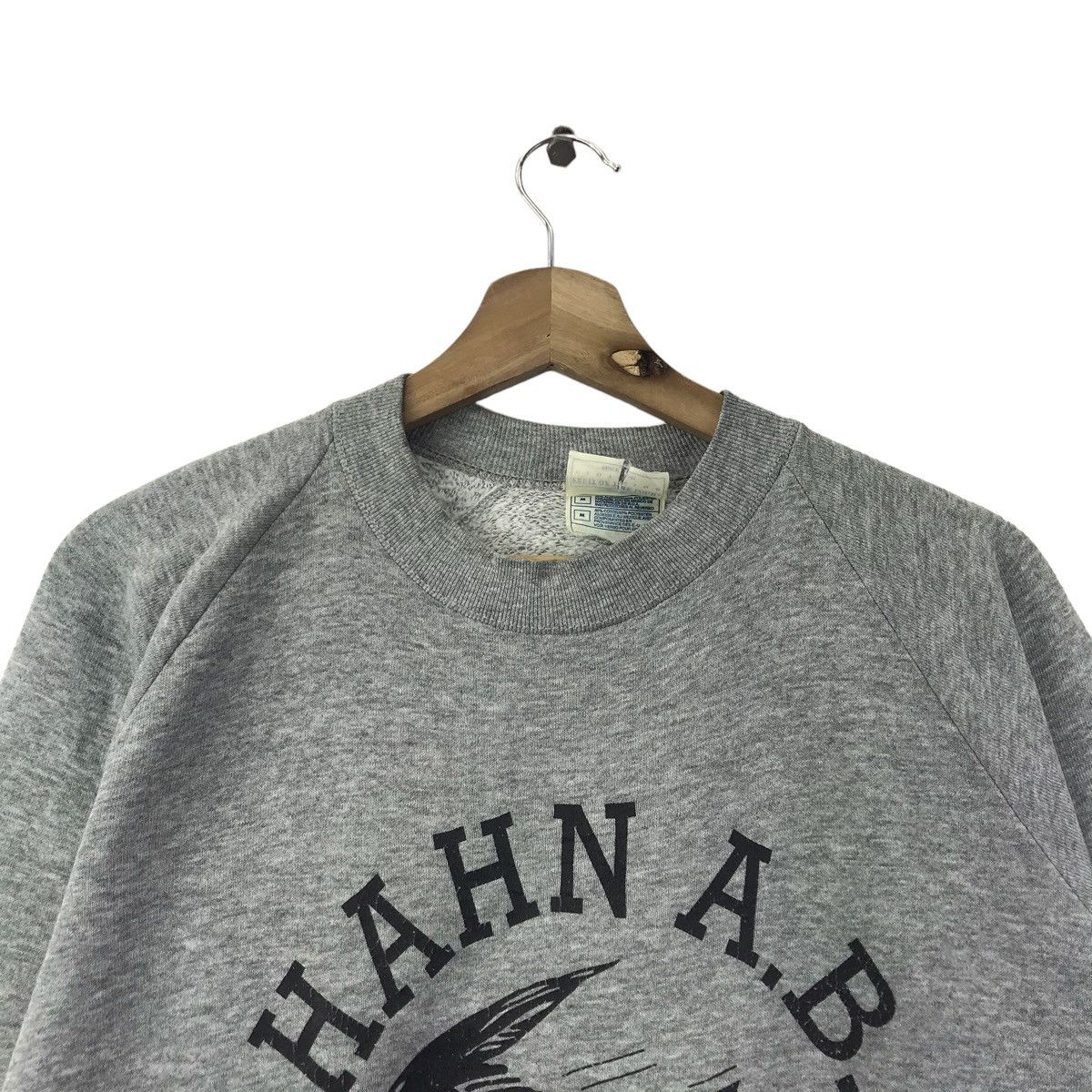 Fruit Of The Loom Vintage 90s HAHN AIR BASE Germany Air Force Grey Sweatshirt Size US M / EU 48-50 / 2 - 2 Thumbnail