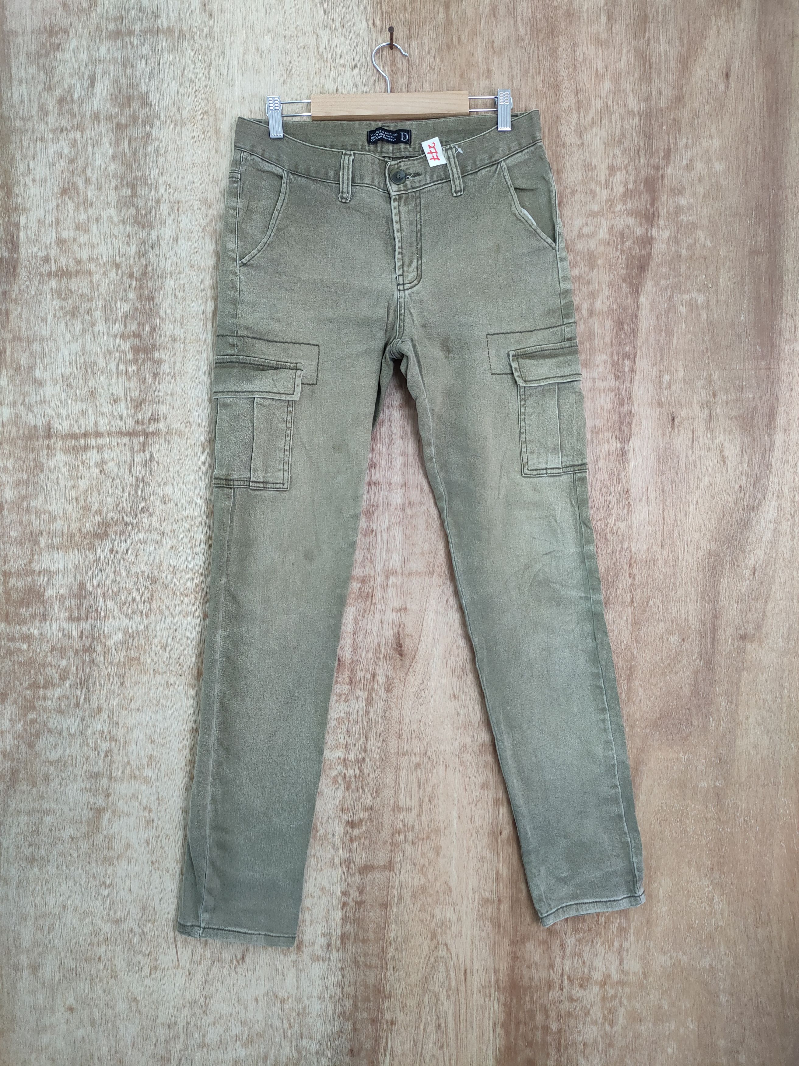 image of D Vintage & Original Skinny Multipocket Cargo Pants 277 in Green/Brown, Men's (Size 30)