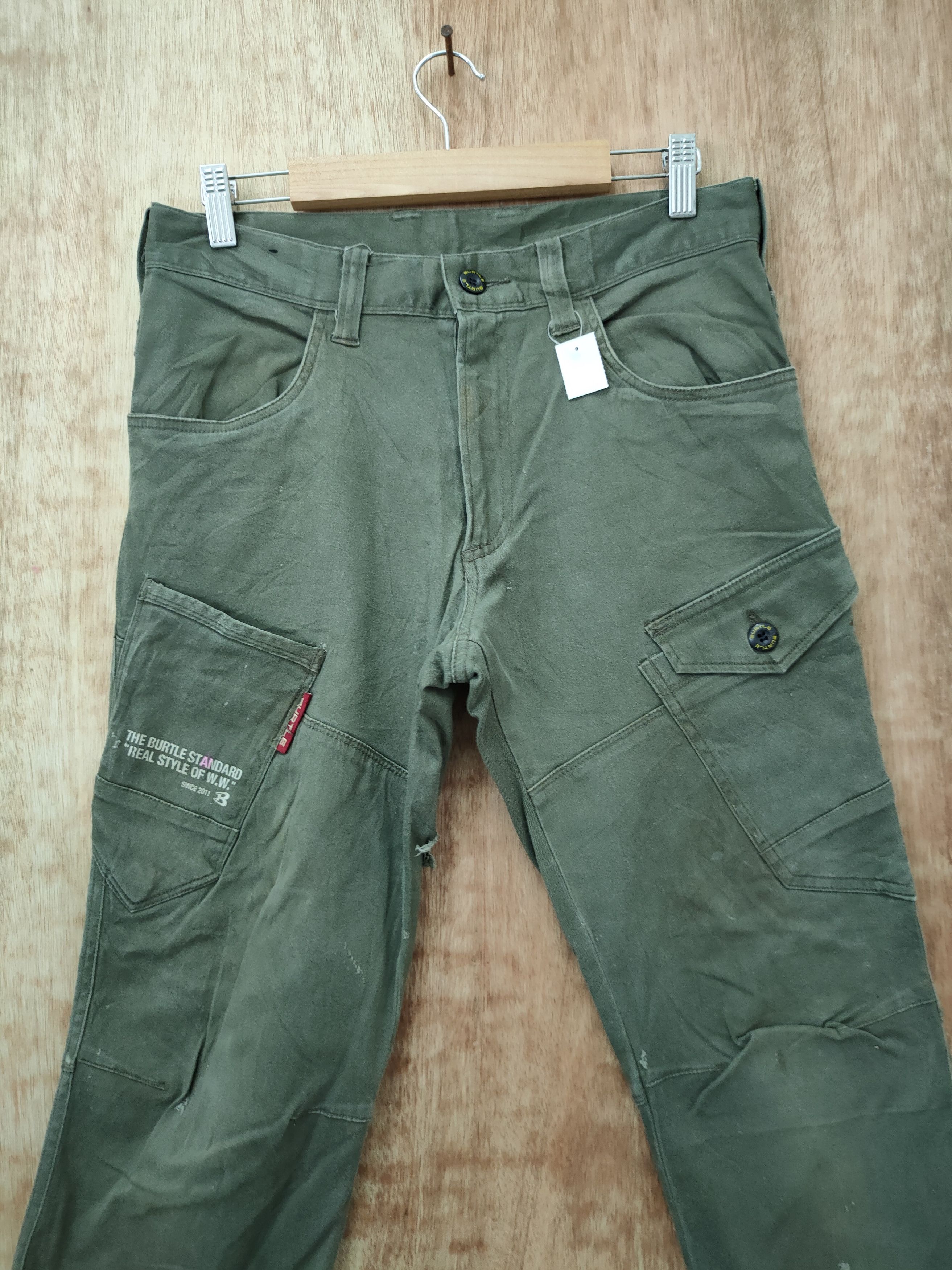 Japanese Brand Burtle Green multi pocket tactical cargo pants #46-223 Size US 30 / EU 46 - 4 Thumbnail