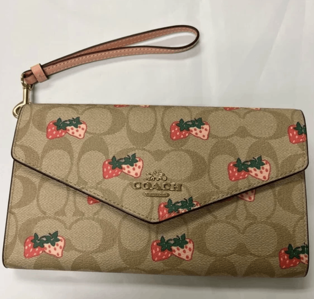 coach Travel Envelope Wallet With Strawberry Print cb609