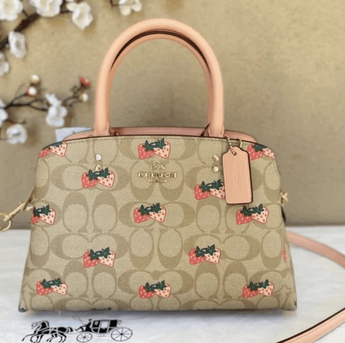 Coach Mini Lillie Carryall In Signature With Strawberry Print Grailed