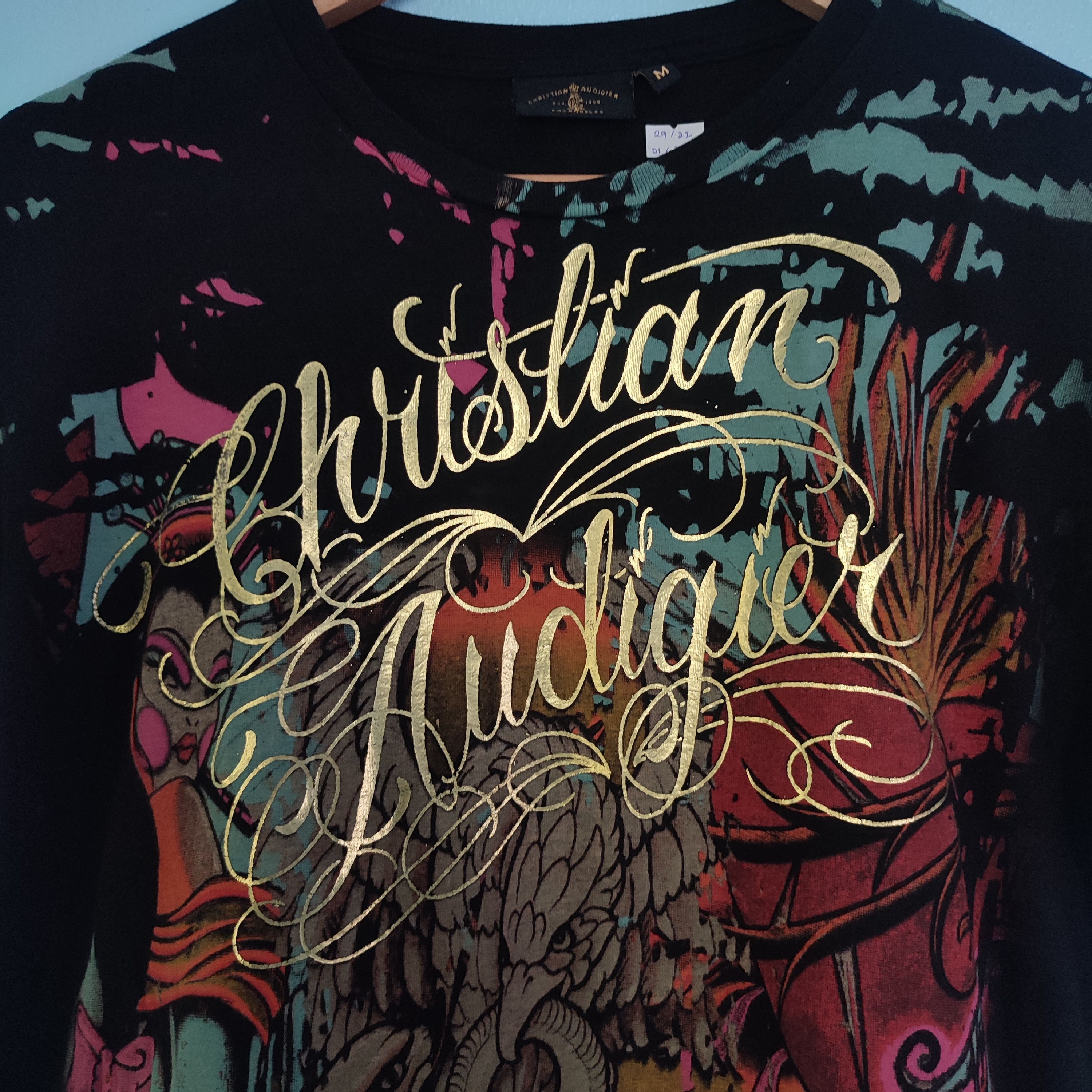 Christian Audigier × Designer × Vintage Christian Audigier Streetwear Punk Rock Design Tshirt Size US L / EU 52-54 / 3 - 2 Thumbnail