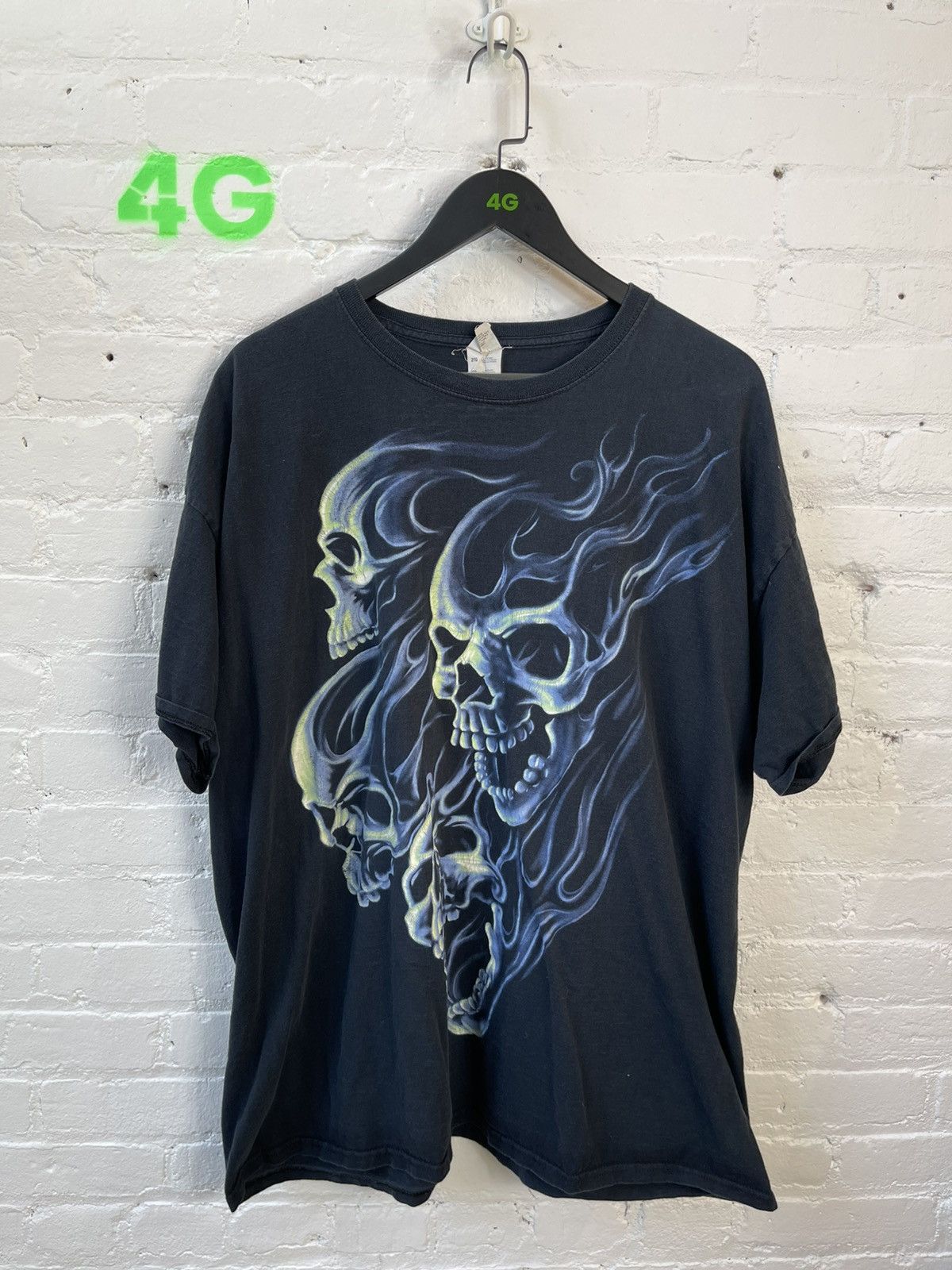 Vintage Vintage 90s OVERSIZE BAGY XXL SKULL FLAME BLACK SHIRT Size US XXL / EU 58 / 5 - 3 Thumbnail