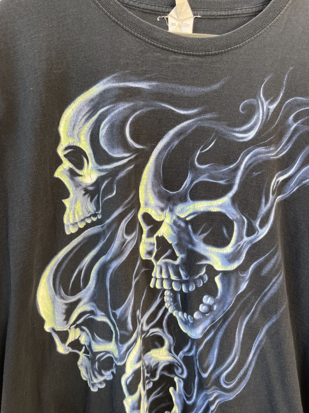 Vintage Vintage 90s OVERSIZE BAGY XXL SKULL FLAME BLACK SHIRT Size US XXL / EU 58 / 5 - 4 Thumbnail