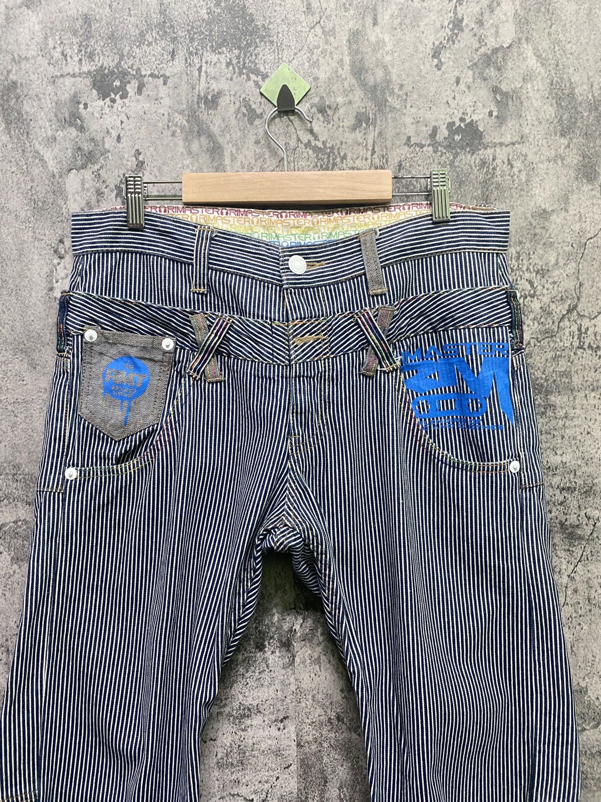 Designer × Japanese Brand × Vintage RIMASTER Hickory Striped Double Waist Print Inside Pants Size US 32 / EU 48 - 3 Thumbnail