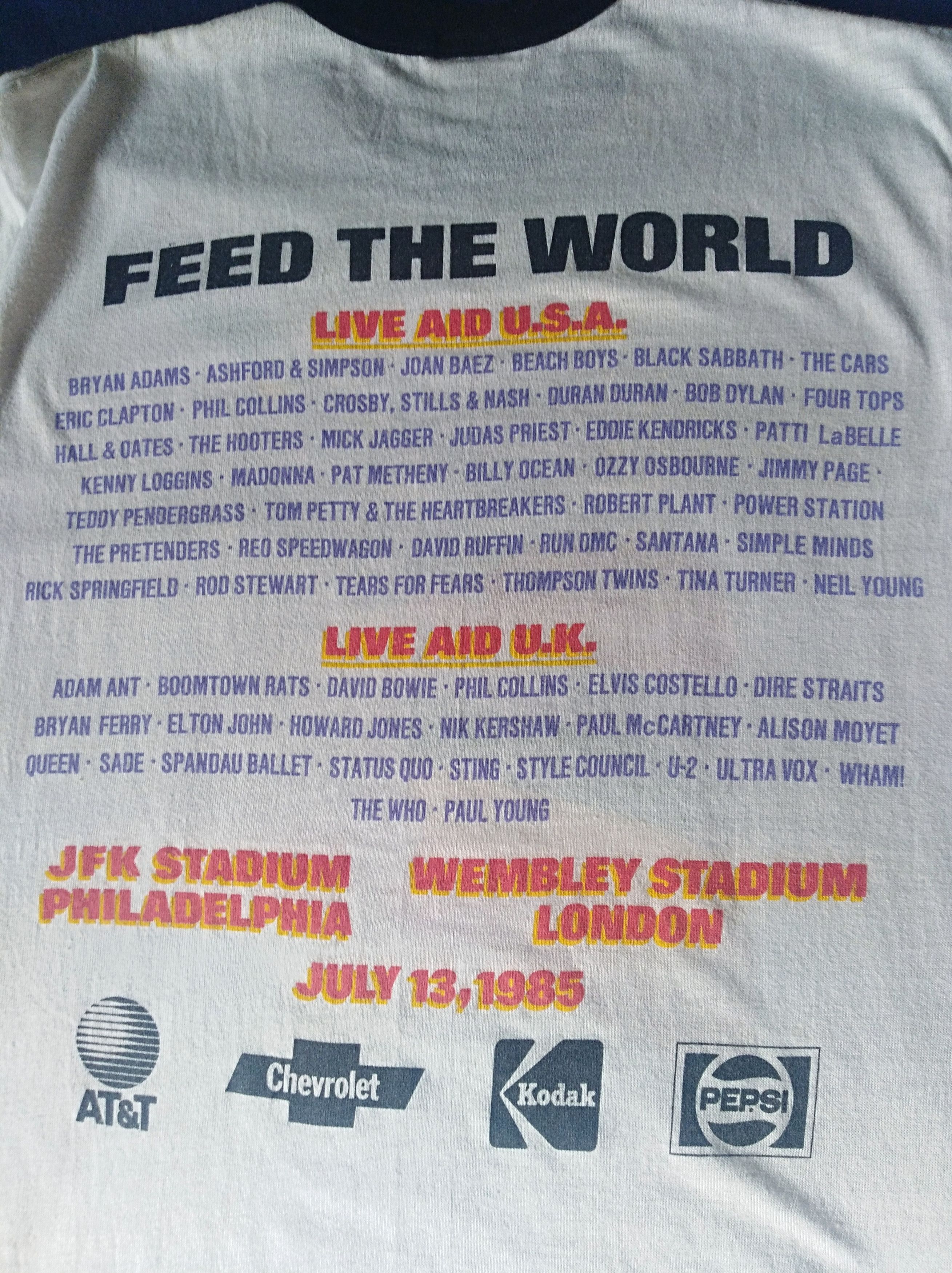 Hanes × Vintage RARE LIVE AID FOUNDATION 1985 RINGER TSHIRT Size US M / EU 48-50 / 2 - 6 Thumbnail