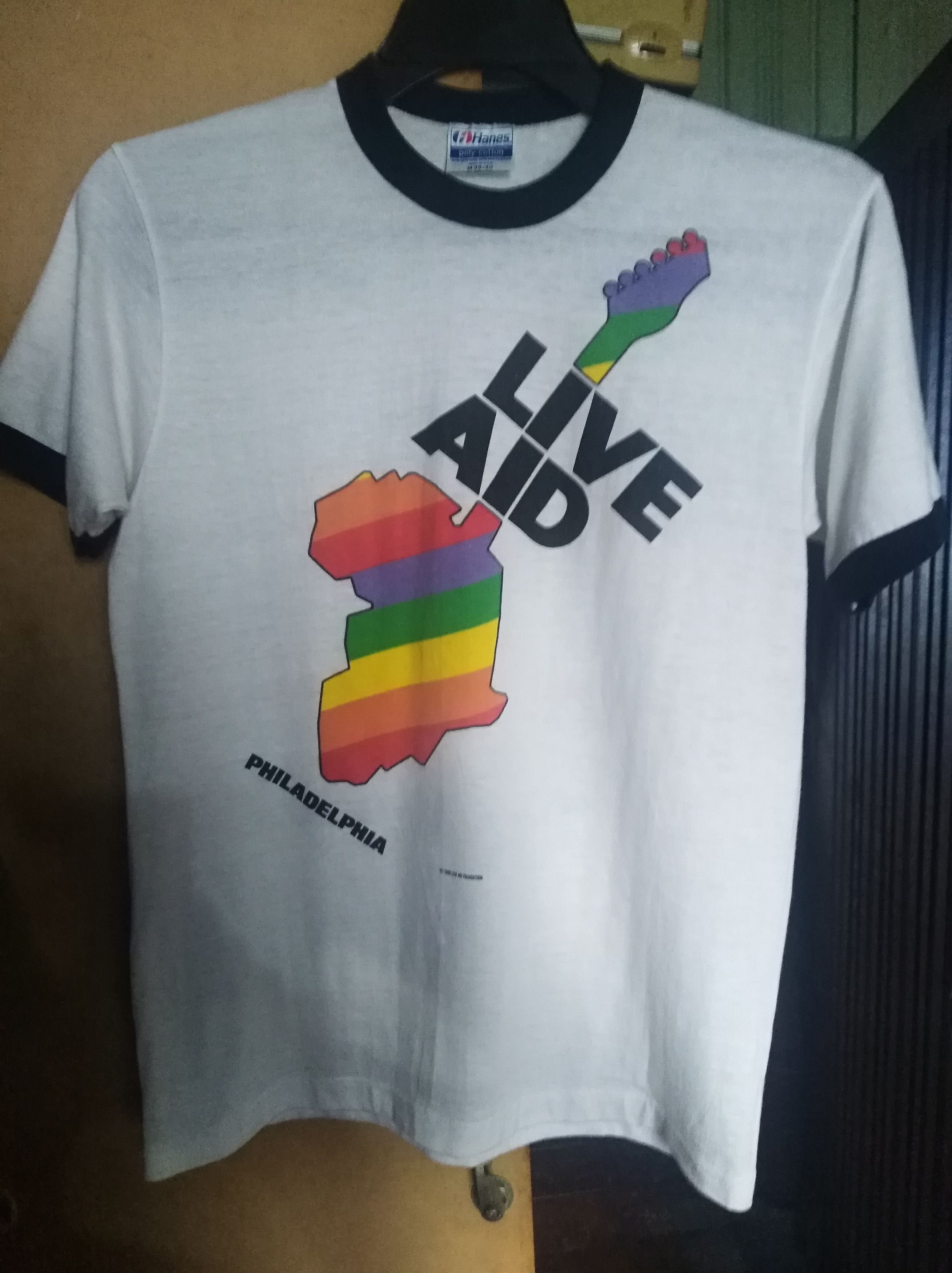 Hanes × Vintage RARE LIVE AID FOUNDATION 1985 RINGER TSHIRT Size US M / EU 48-50 / 2 - 1 Thumbnail