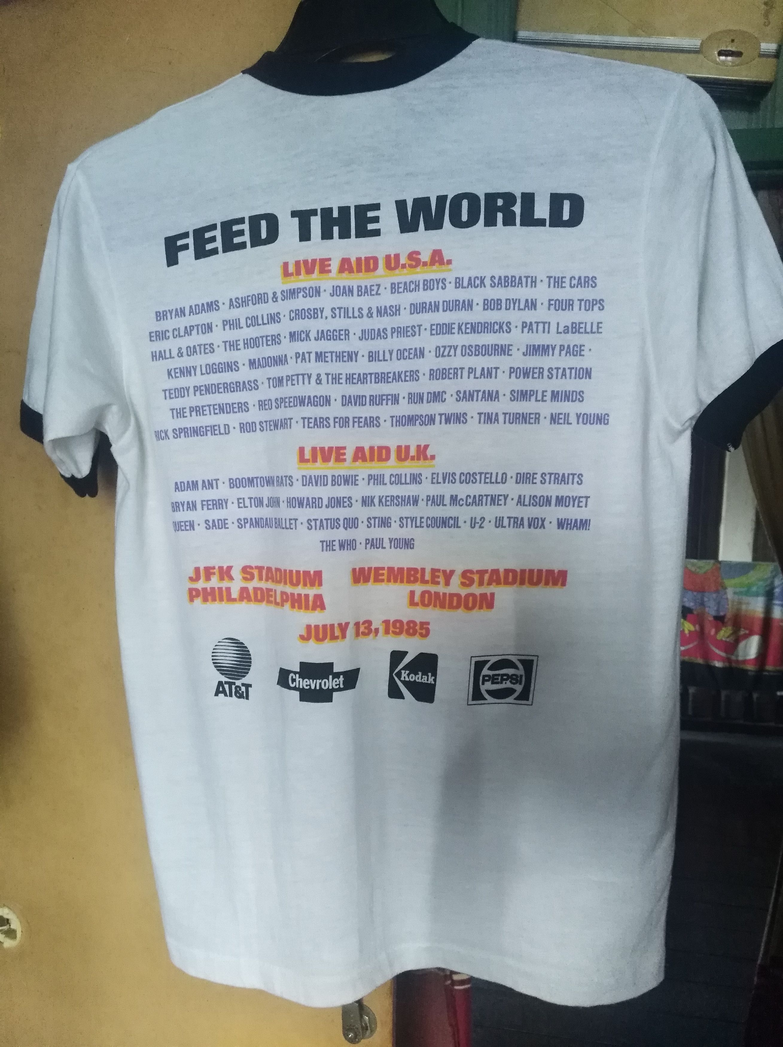 Hanes × Vintage RARE LIVE AID FOUNDATION 1985 RINGER TSHIRT Size US M / EU 48-50 / 2 - 2 Thumbnail