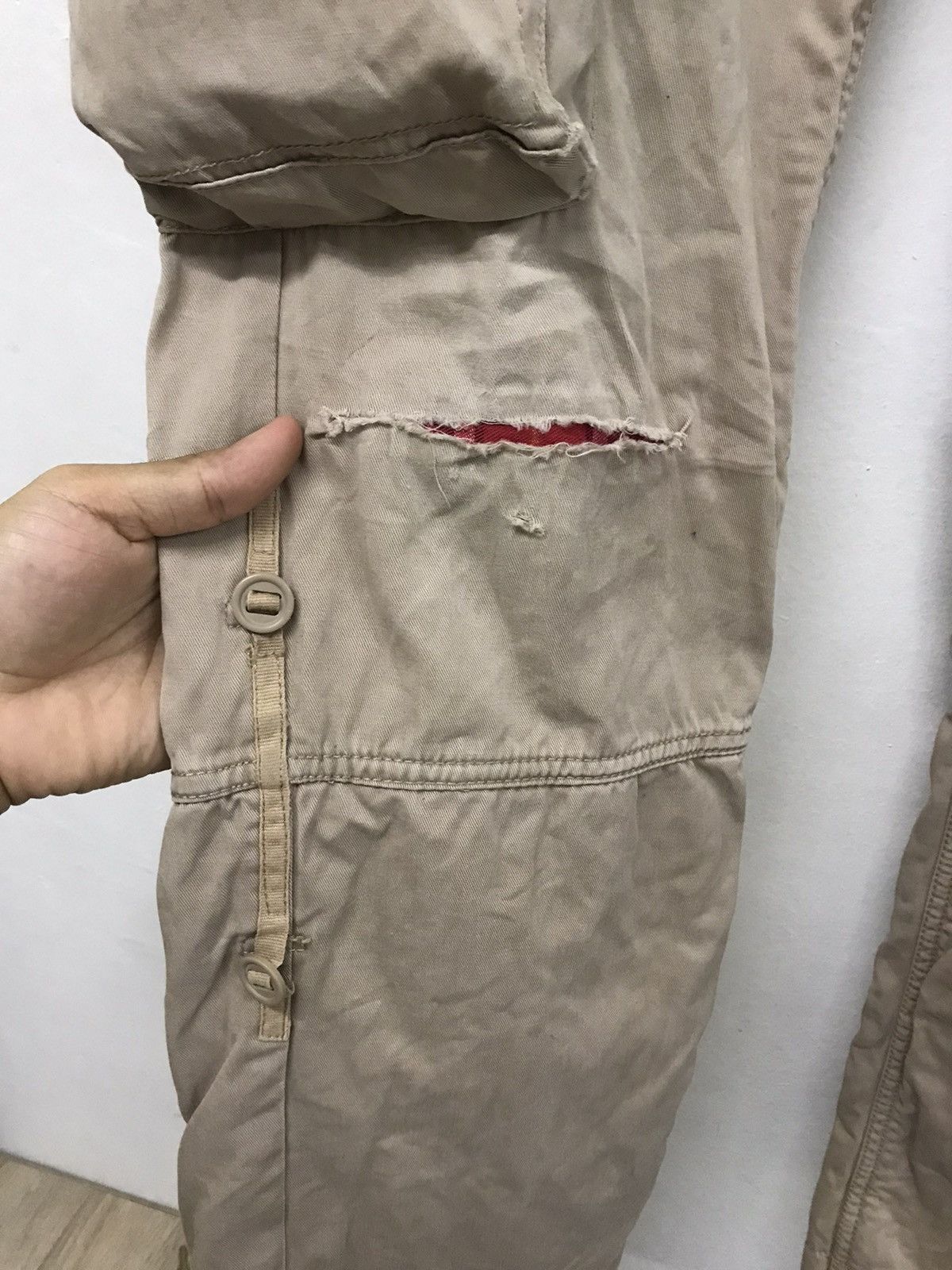 Japanese Brand Nice❗️Real Crush Clothing Patchwork Distressed Cargo Pants Size US 33 - 5 Thumbnail