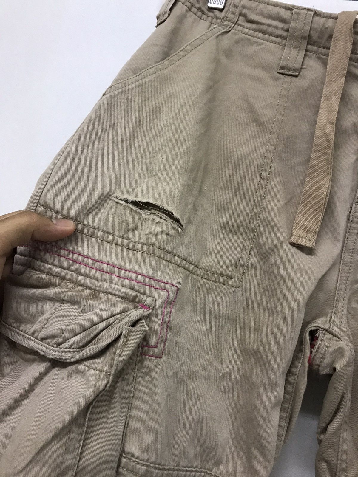 Japanese Brand Nice❗️Real Crush Clothing Patchwork Distressed Cargo Pants Size US 33 - 7 Thumbnail