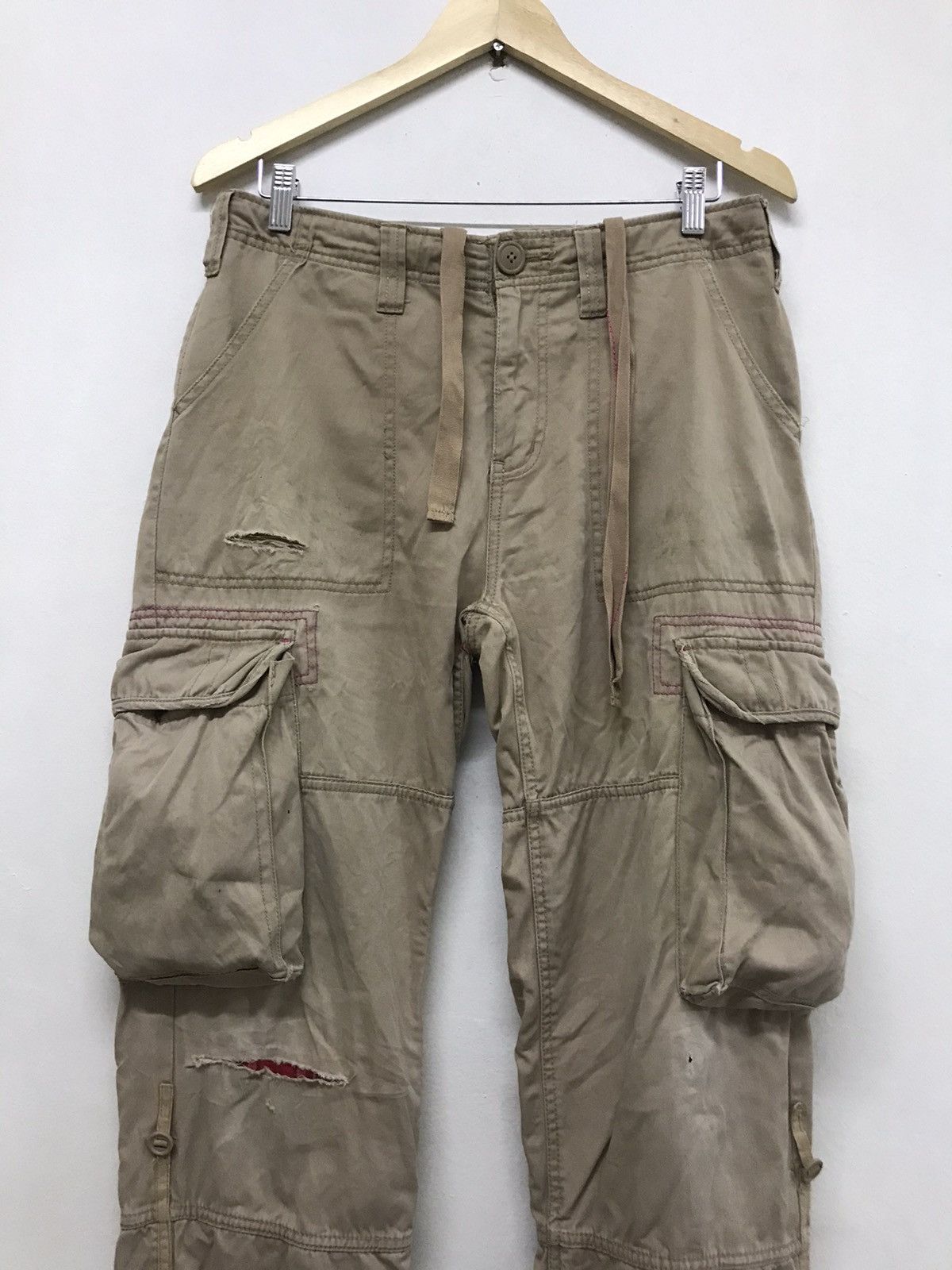 Japanese Brand Nice❗️Real Crush Clothing Patchwork Distressed Cargo Pants Size US 33 - 8 Thumbnail