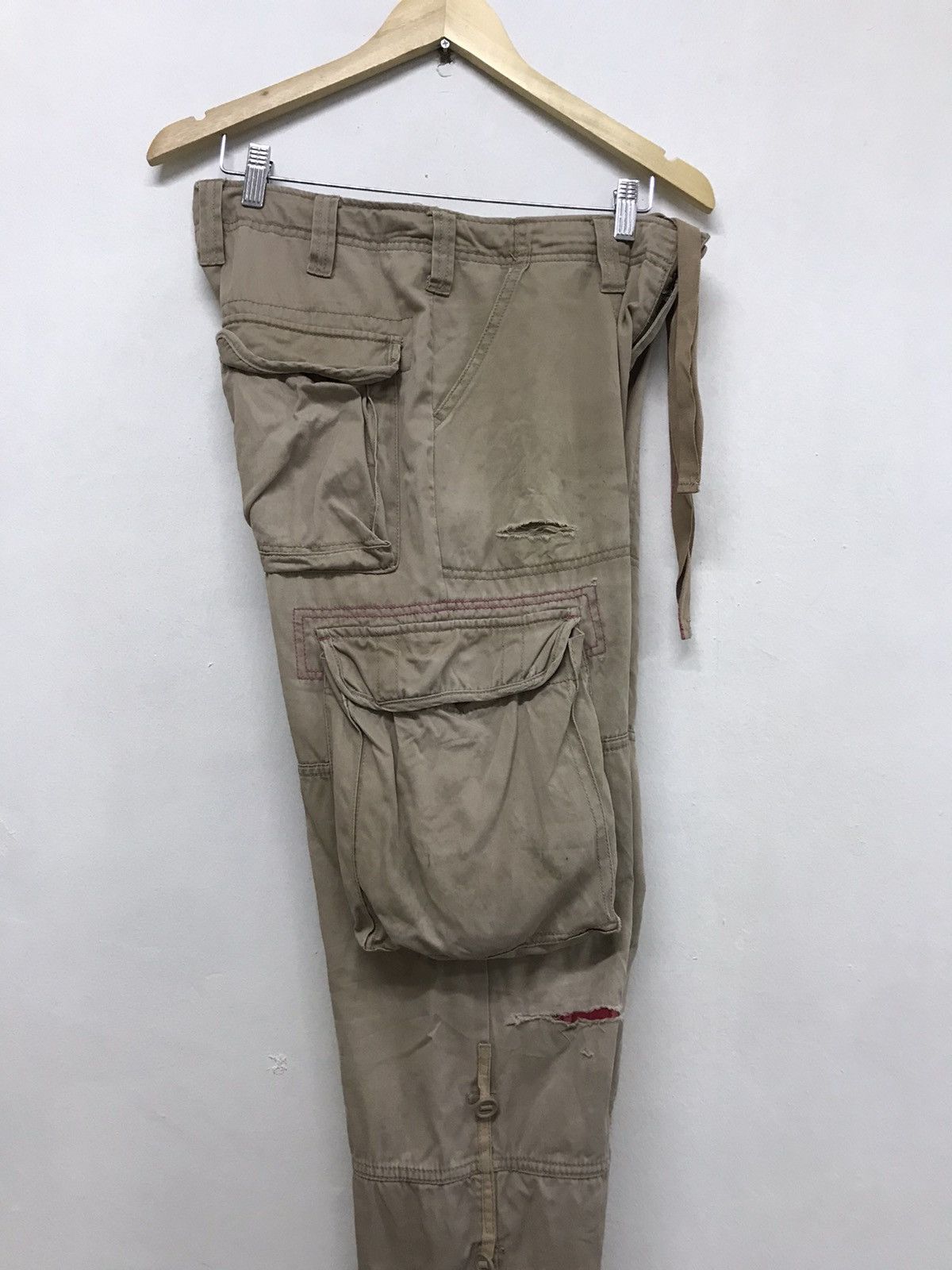 Japanese Brand Nice❗️Real Crush Clothing Patchwork Distressed Cargo Pants Size US 33 - 14 Thumbnail