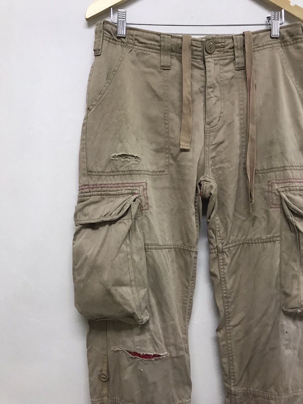 Japanese Brand Nice❗️Real Crush Clothing Patchwork Distressed Cargo Pants Size US 33 - 3 Thumbnail
