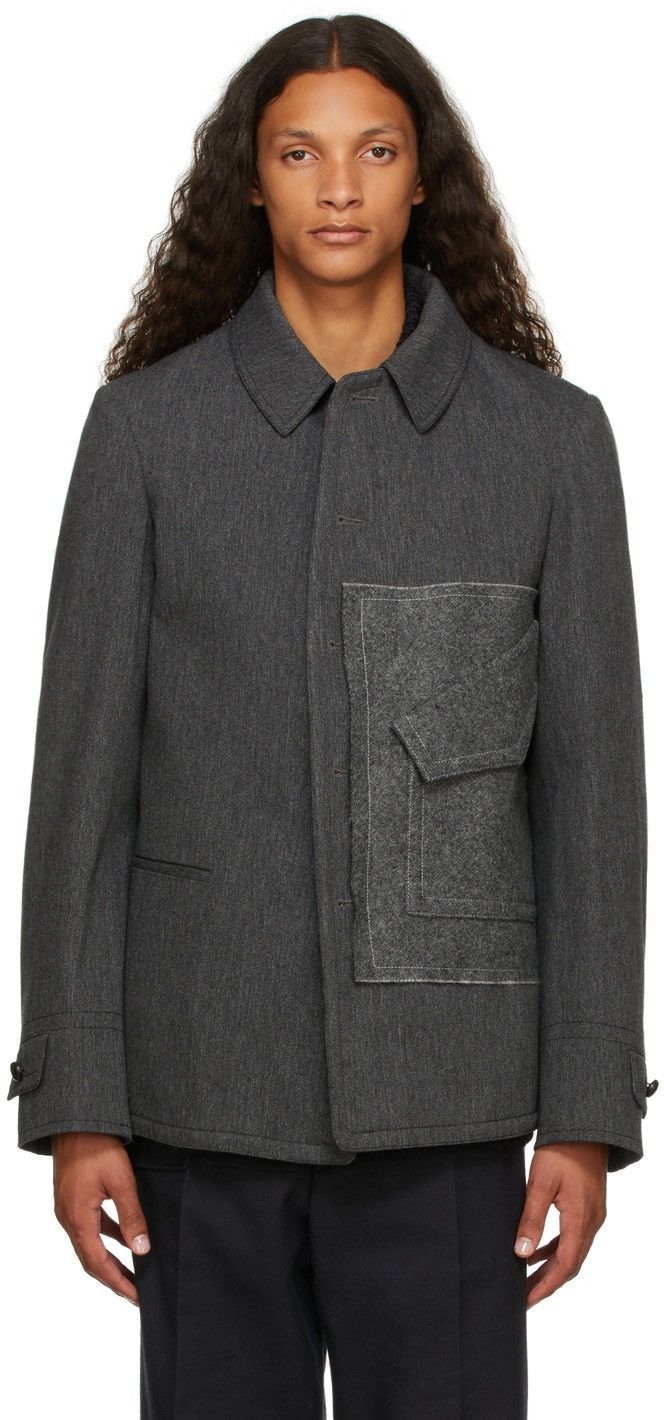 Maison Margiela Maison Margiela Grey Wool Twill Kaban patched coat SIZE48 Size US M / EU 48-50 / 2 - 15 Thumbnail