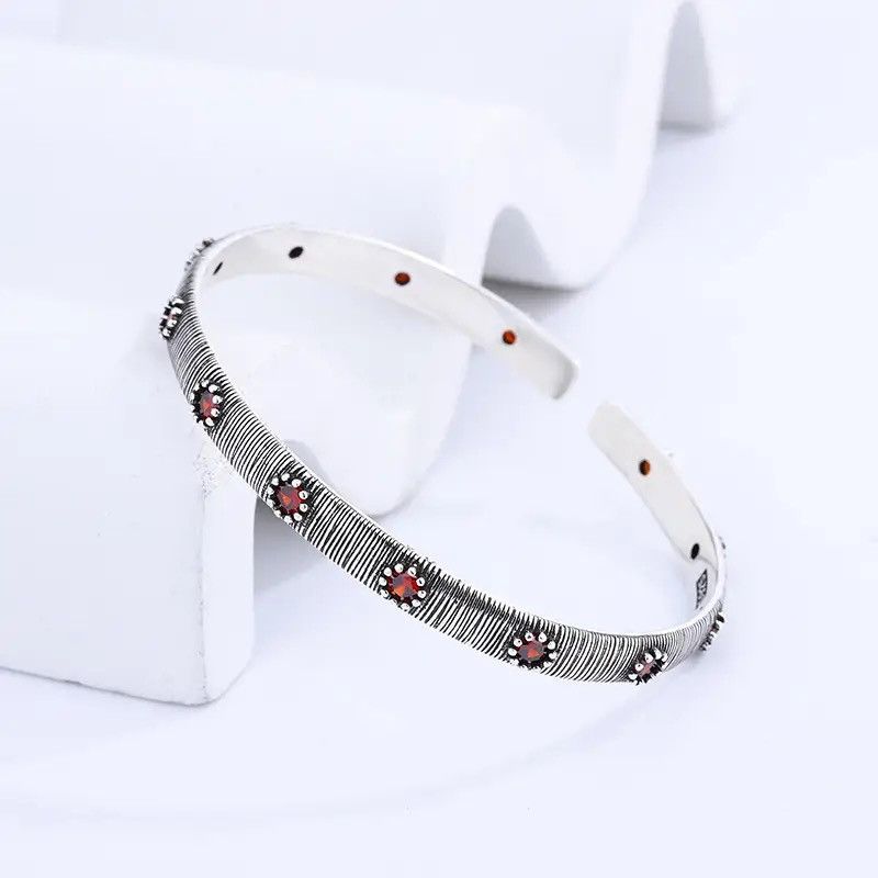 Jewelry Court Red Zircon Cuff Bracelet Size ONE SIZE - 3 Thumbnail