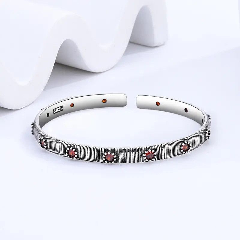 Jewelry Court Red Zircon Cuff Bracelet Size ONE SIZE - 2 Thumbnail