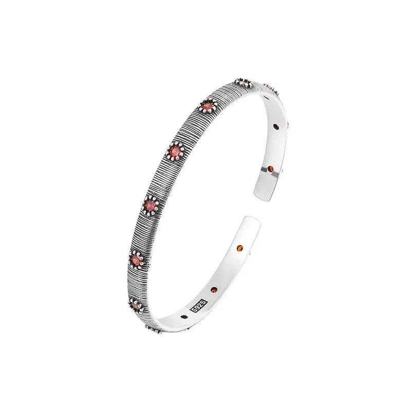 Jewelry Court Red Zircon Cuff Bracelet Size ONE SIZE - 1 Thumbnail