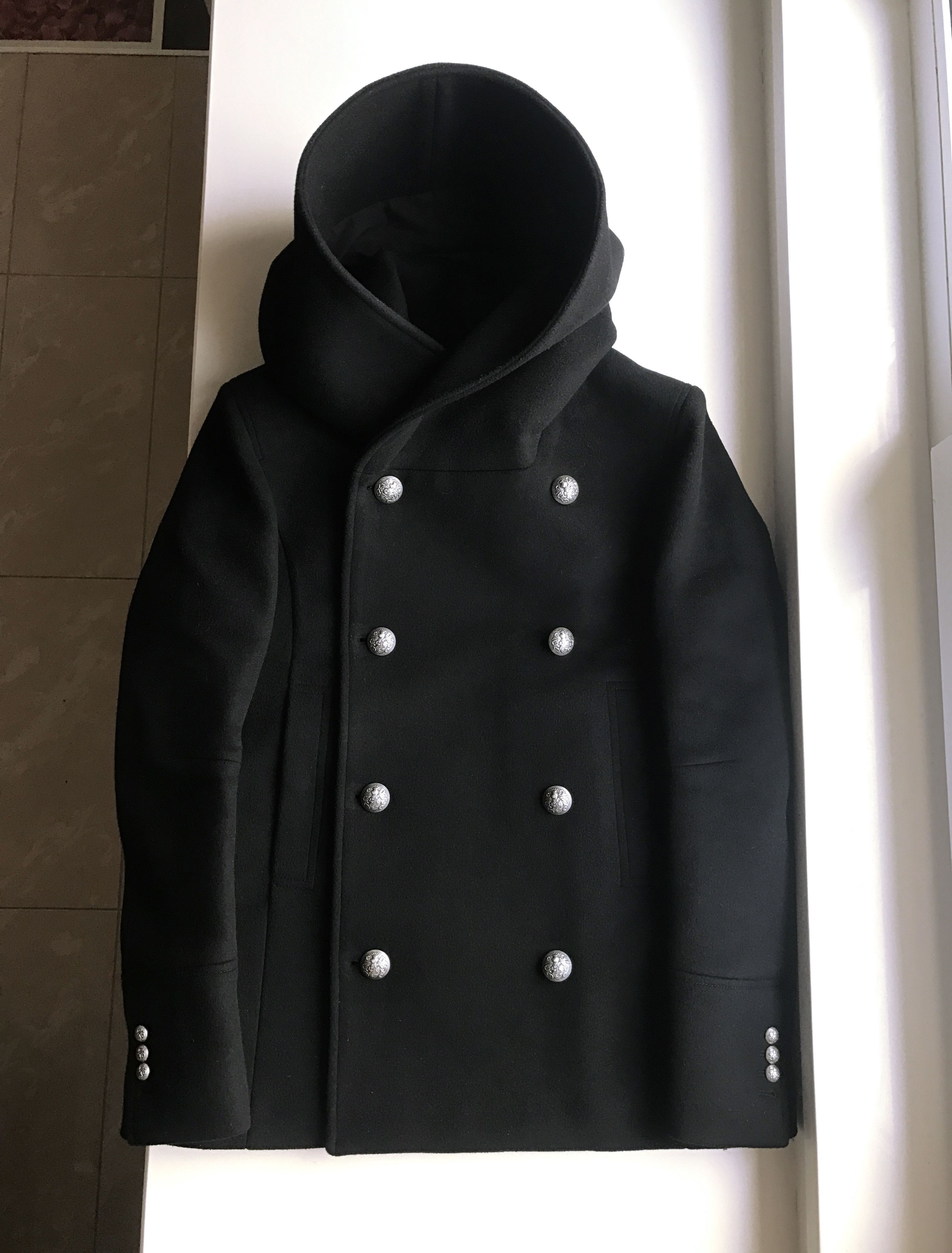 Balmain Hooded Double-Breasted Peacoat Size US M / EU 48-50 / 2 - 1 Thumbnail