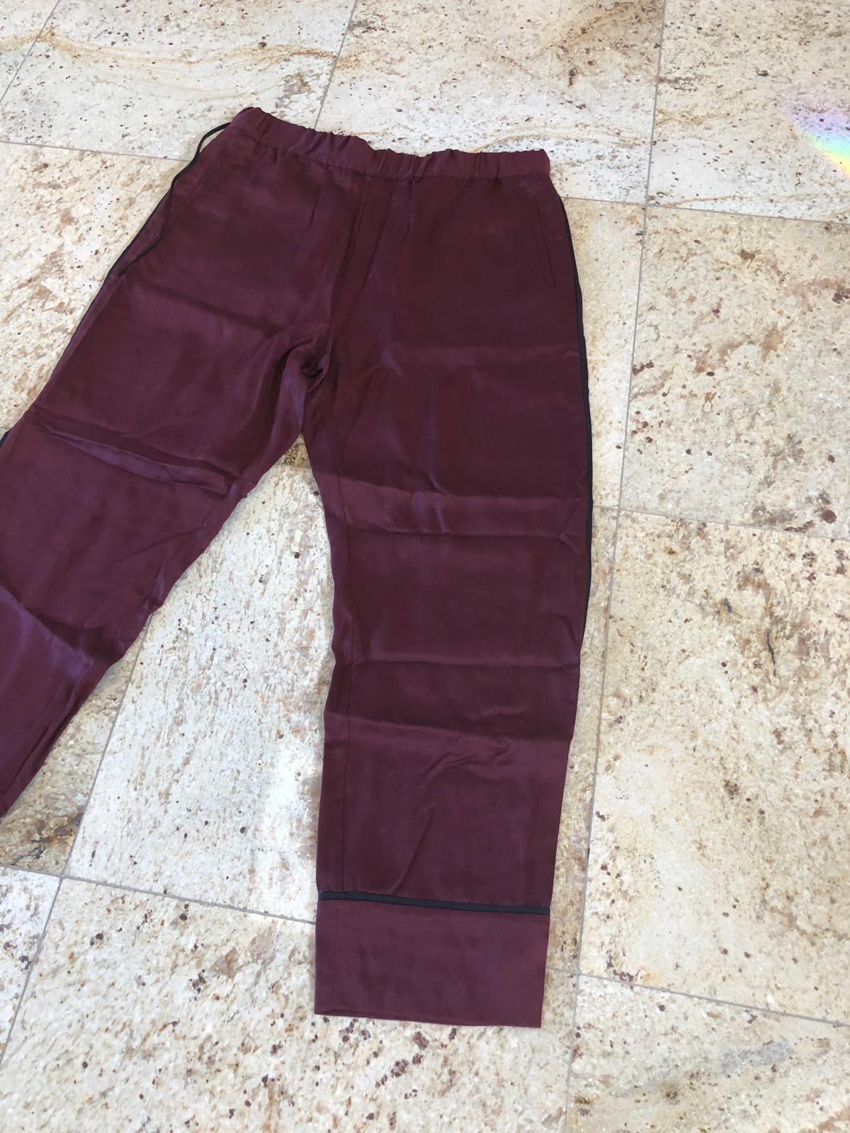 3.1 Phillip Lim Striped Elastic Waist Pajama Pants in Burgundy Size US 34 / EU 50 - 2 Thumbnail