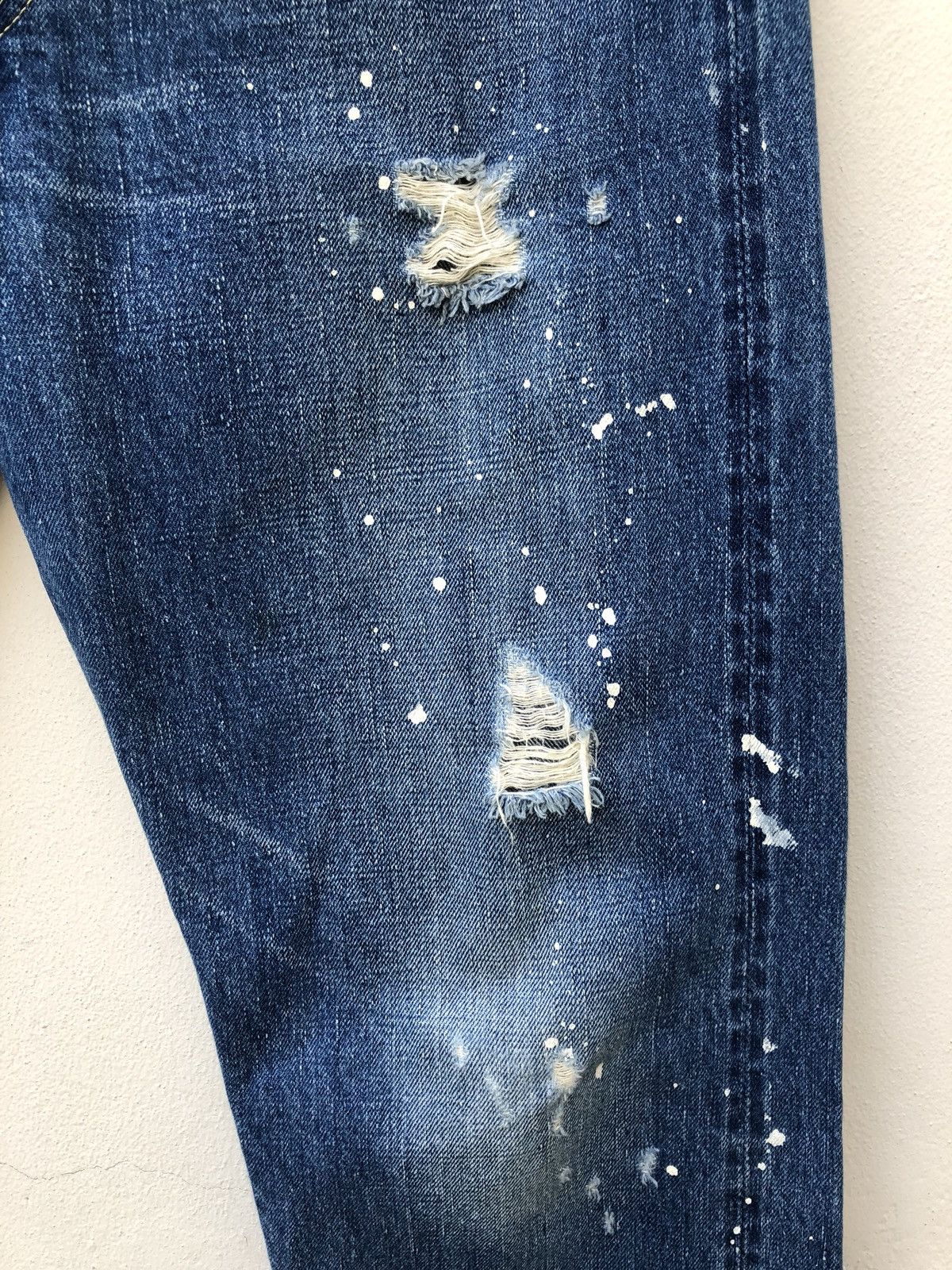 Orslow Orslow Japan Ripped Paint Splattered Selvedge Denim Jeans Size US 32 / EU 48 - 6 Thumbnail