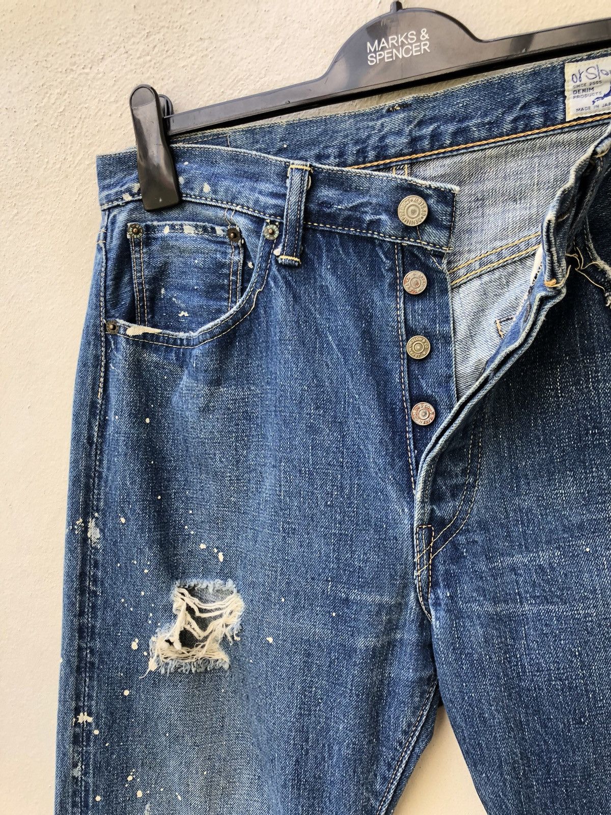 Orslow Orslow Japan Ripped Paint Splattered Selvedge Denim Jeans Size US 32 / EU 48 - 3 Thumbnail