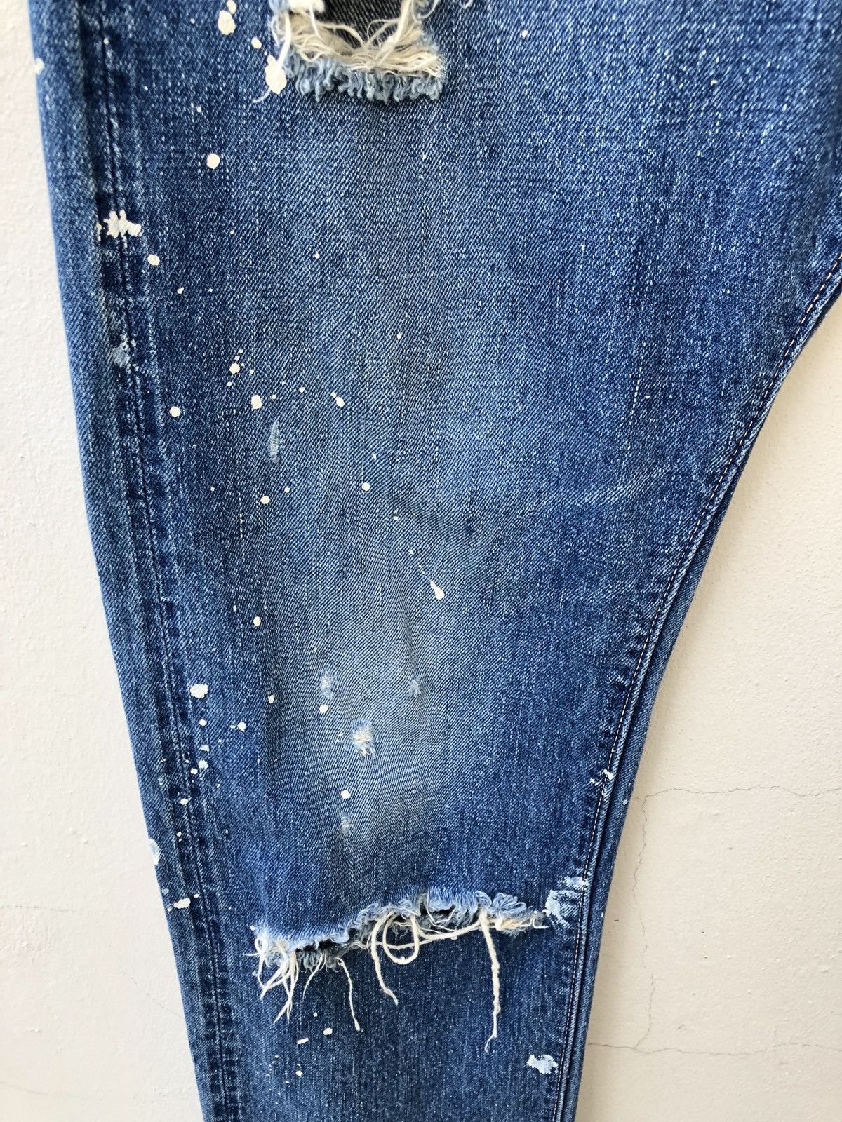 Orslow Orslow Japan Ripped Paint Splattered Selvedge Denim Jeans Size US 32 / EU 48 - 4 Thumbnail