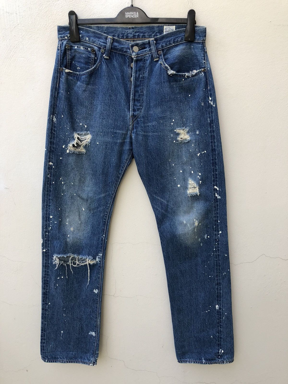 Orslow Orslow Japan Ripped Paint Splattered Selvedge Denim Jeans Size US 32 / EU 48 - 1 Thumbnail