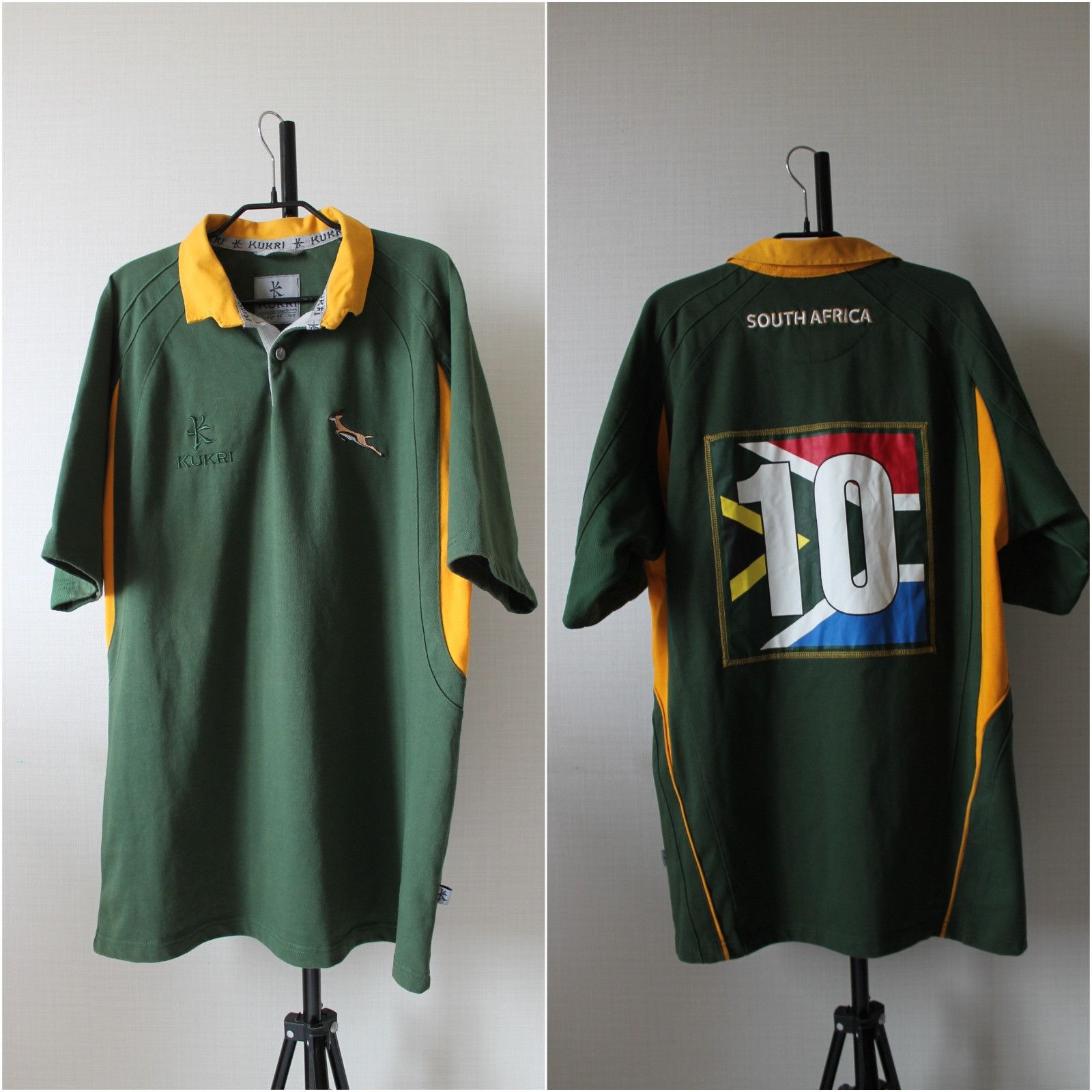 Vintage South Africa Rugby Shirt Kukri Short Sleeve green Size US XL / EU 56 / 4 - 1 Thumbnail