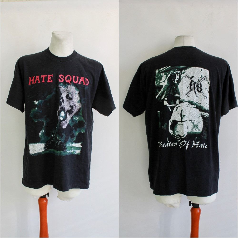 image of Band Tees x Rock T Shirt 90's! Theater Of Hate - Hate Squad Band Tee Rock in Faded Black (Size XL)